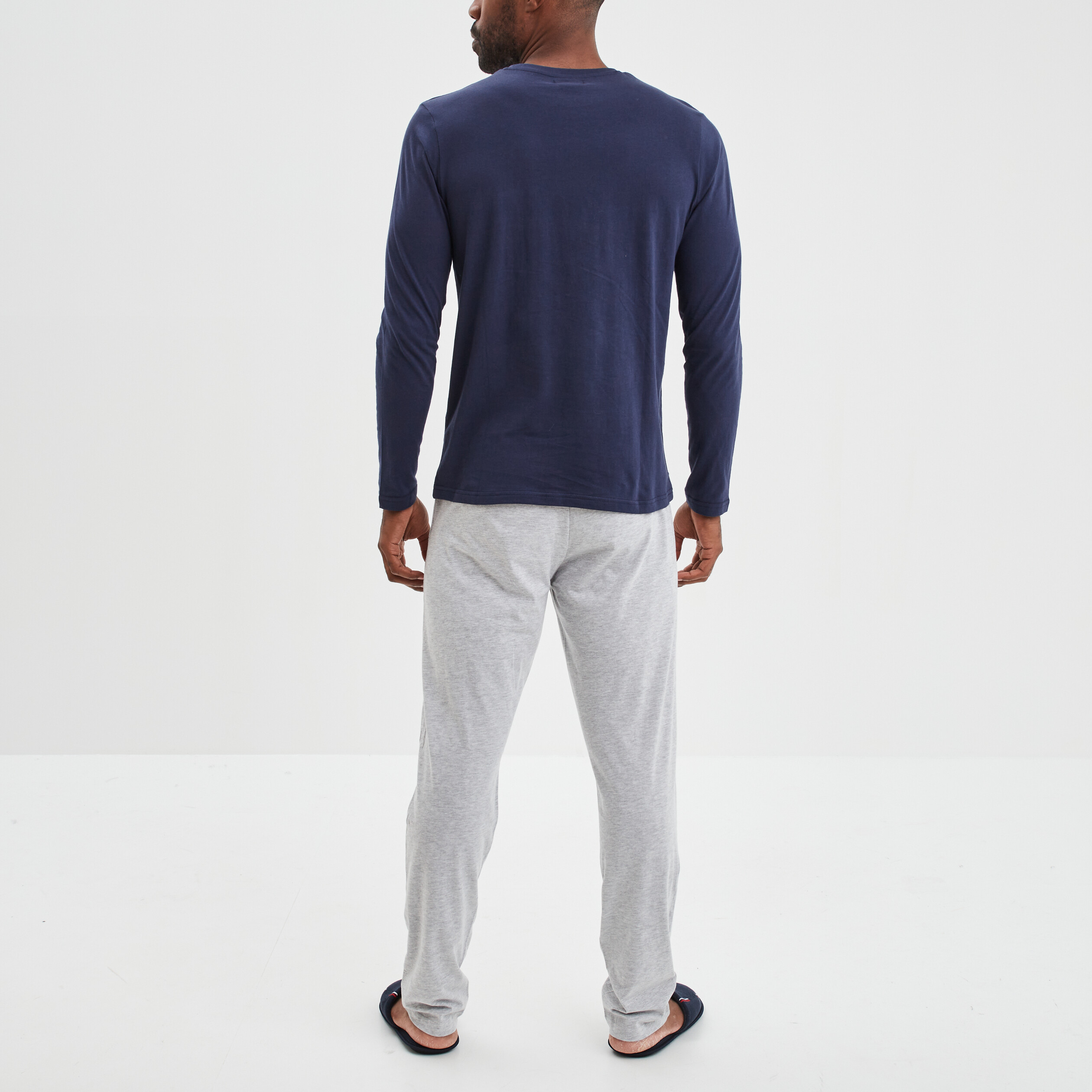 Ensemble pyjama pantalon coton bleu marine homme