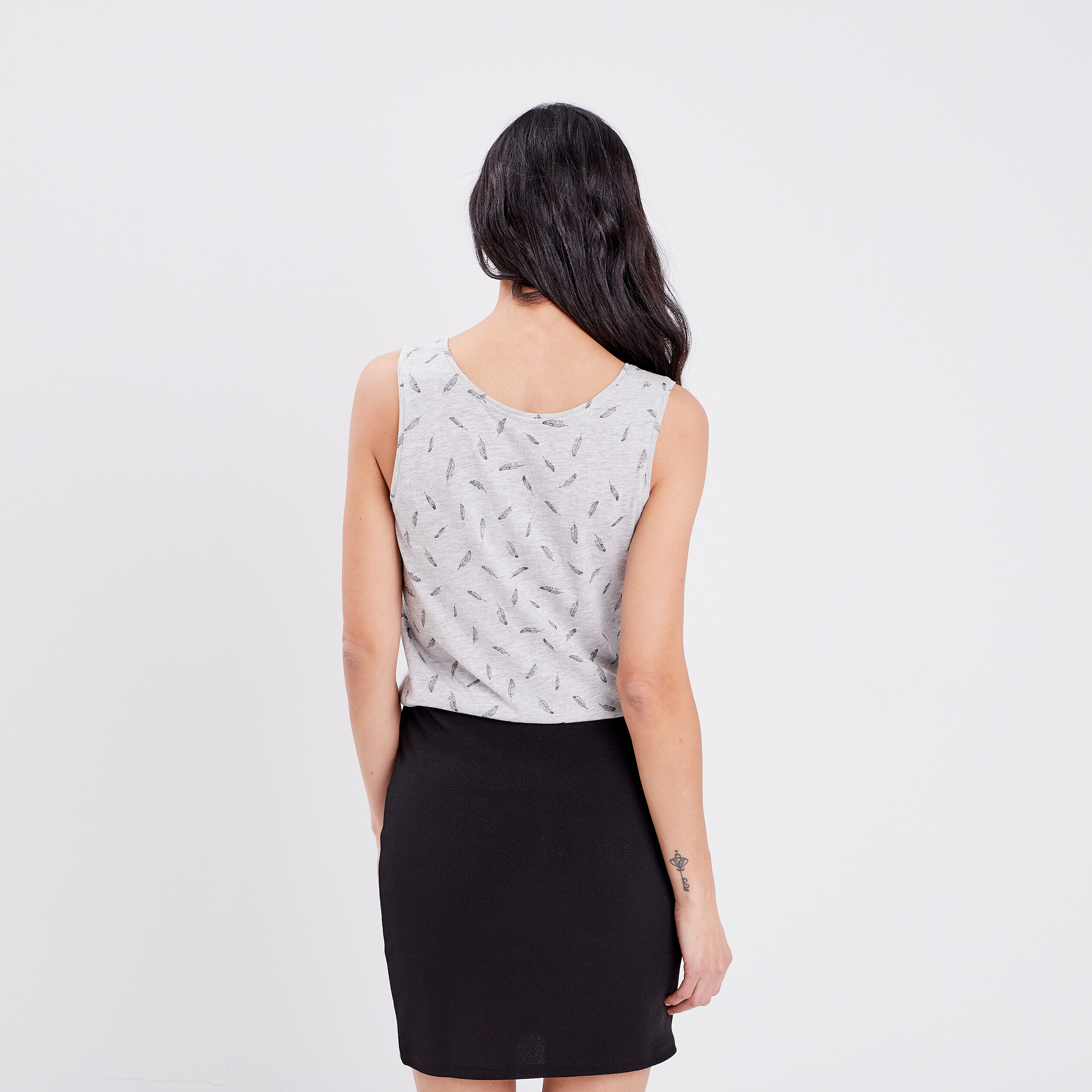 debardeur coton bretelles larges gris femme Débardeur coton bretelles larges gris femme