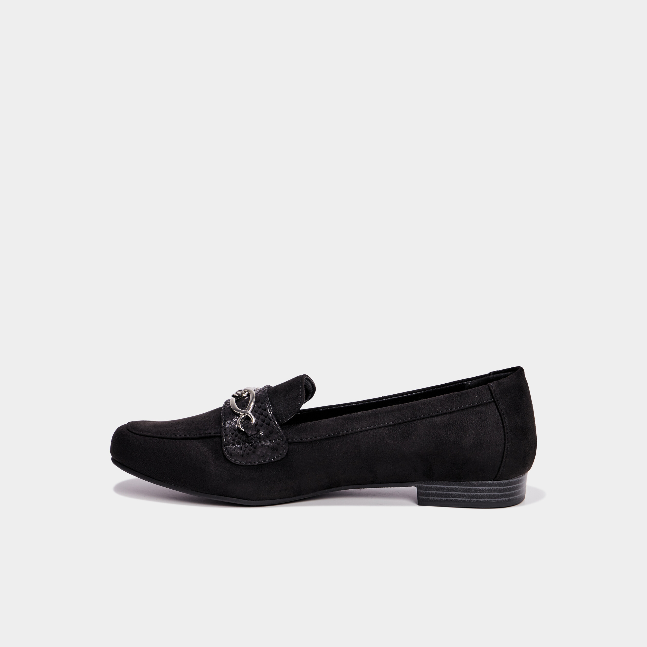 Mocassins plats su&egrave;de noir femme