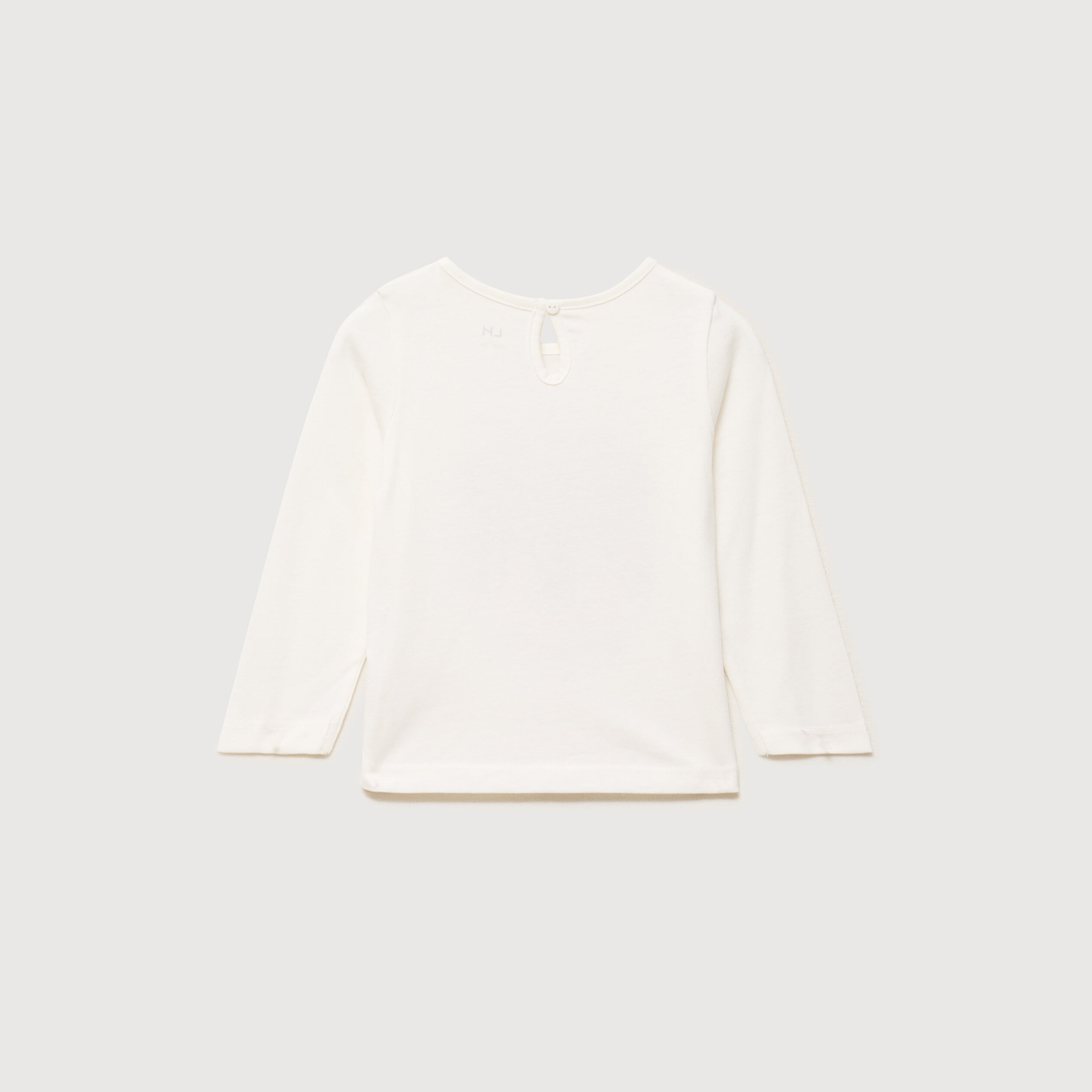 T-shirt manches longues col rond coton blanc b&eacute;b&eacute; fille
