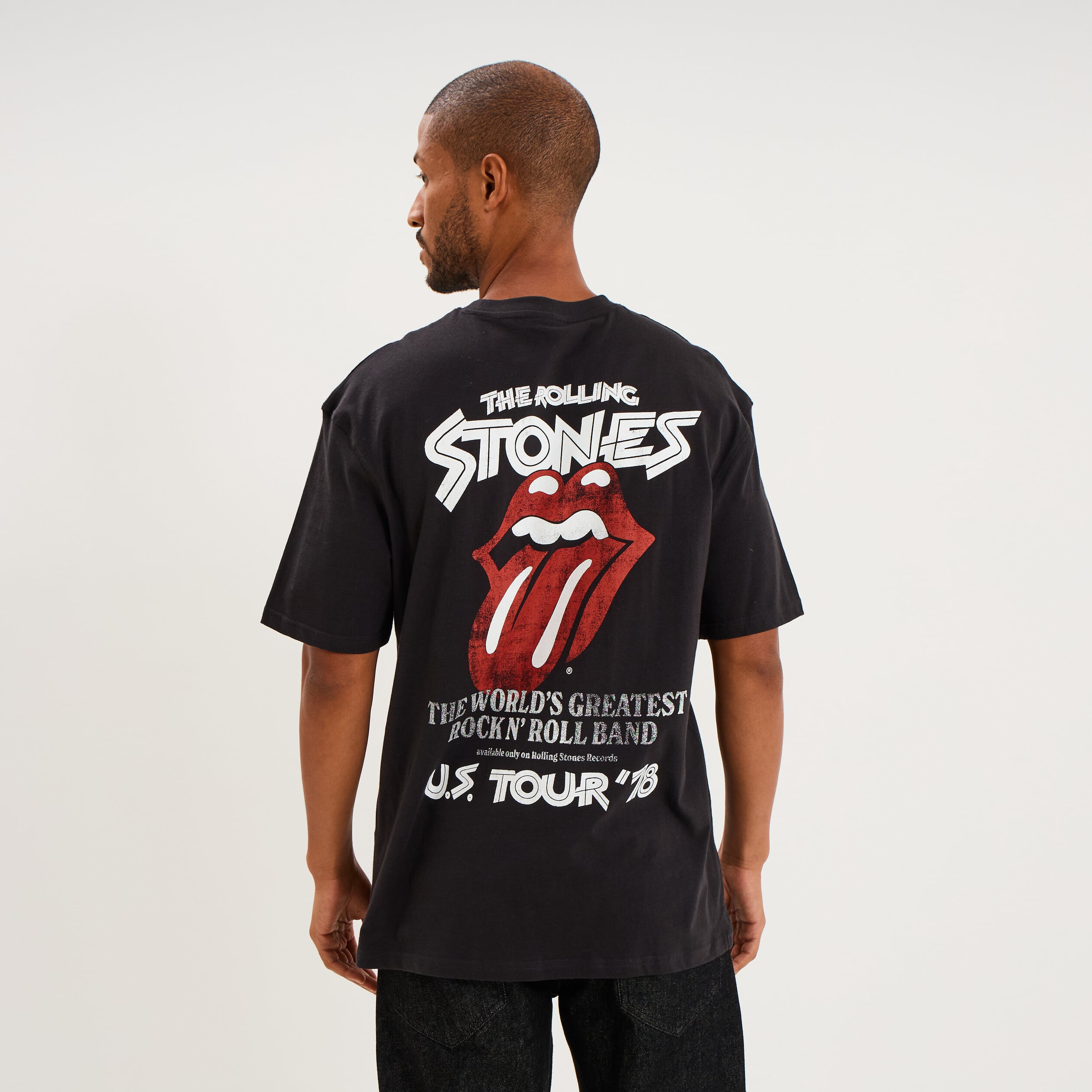 T-shirt relax coton The Rolling Stones gris fonc&eacute; homme