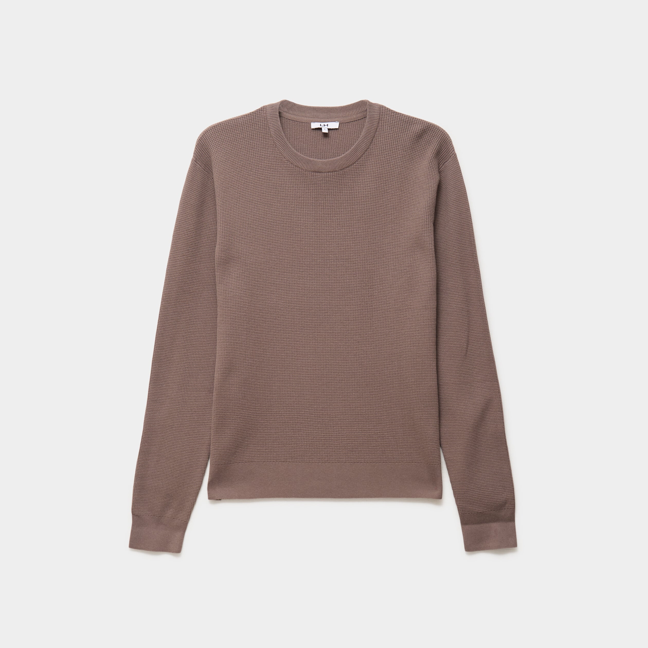 Pull en maille textur&eacute;e col rond gris fonc&eacute; homme