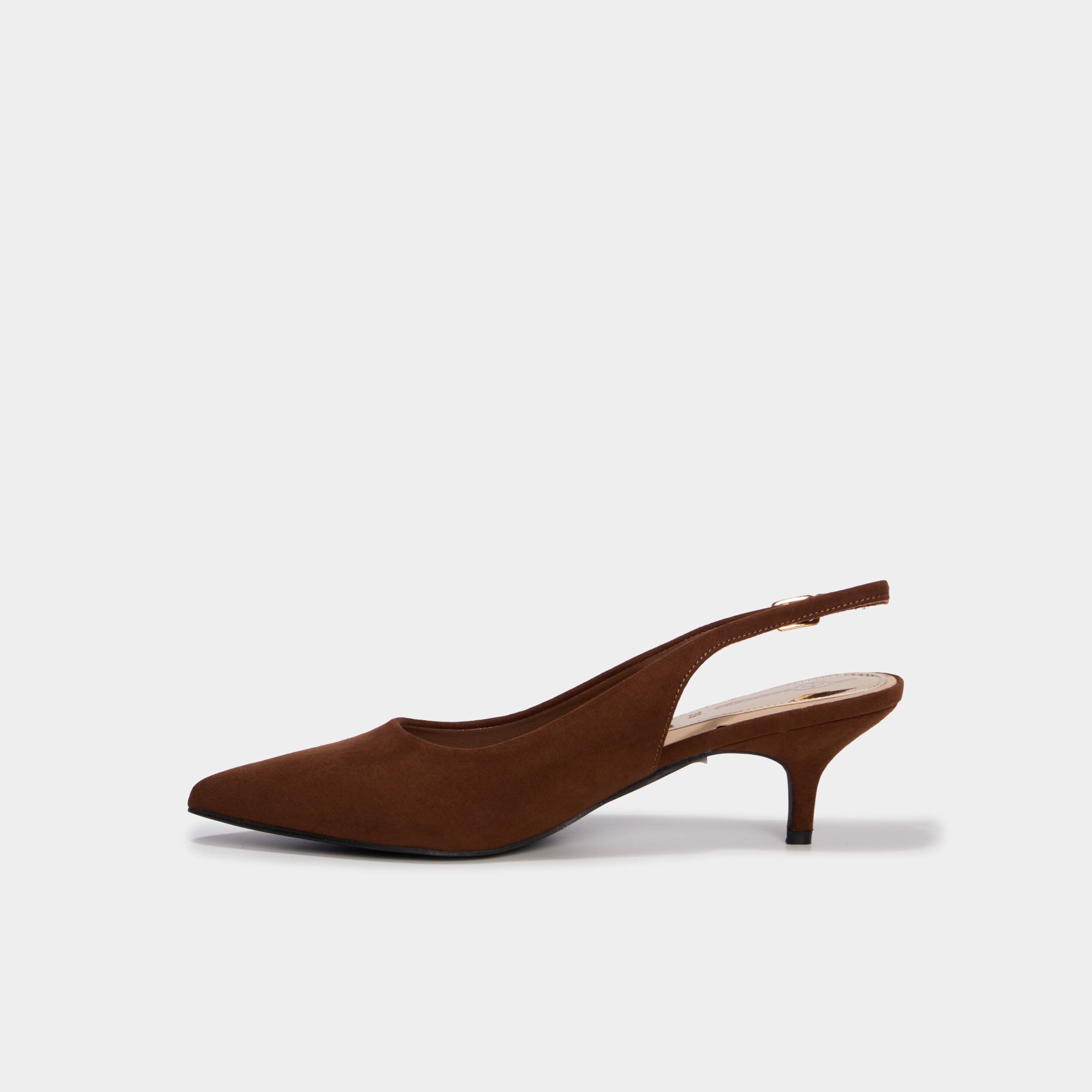 Escarpins slingback &agrave; talons aiguilles marron fonc&eacute; femme