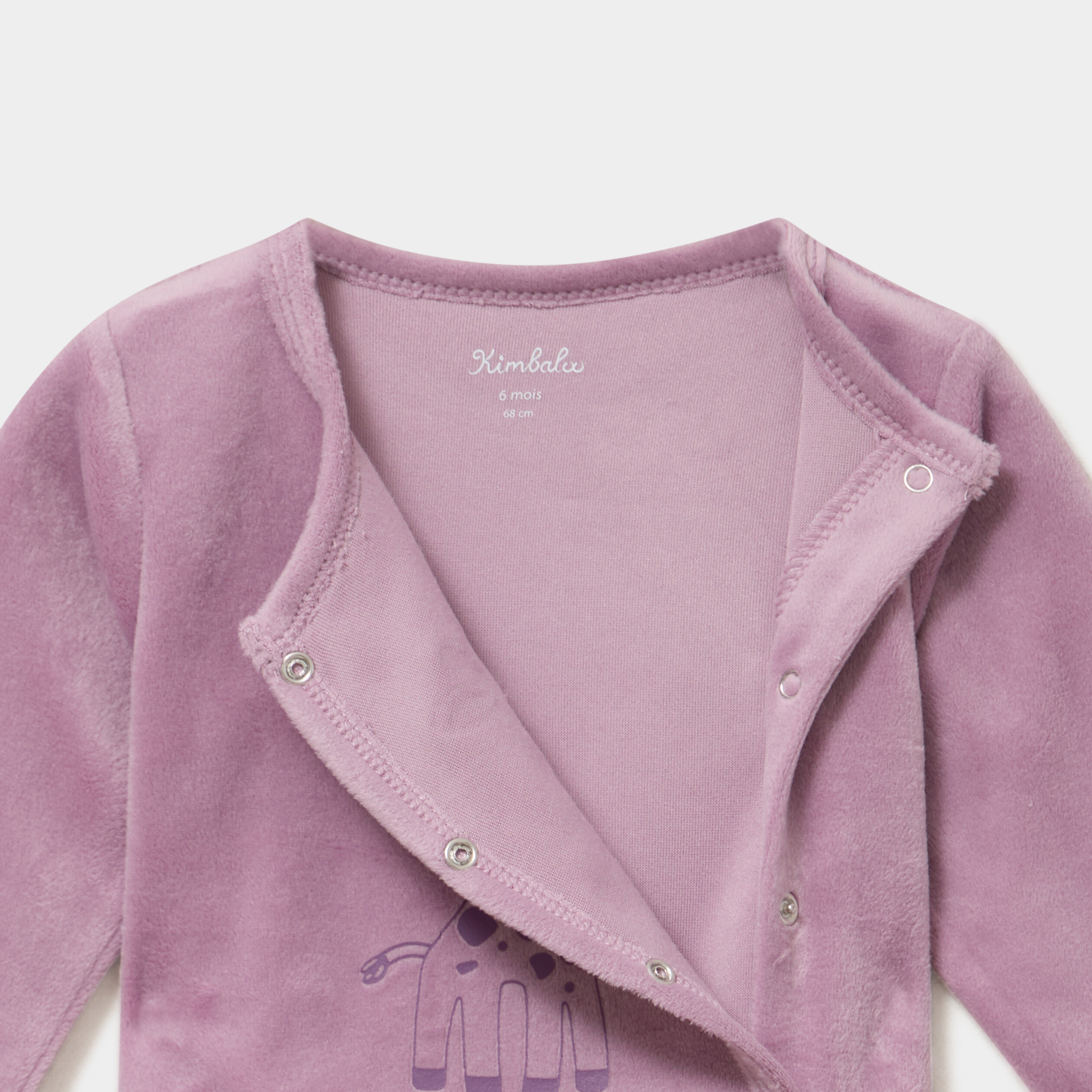 Dors-bien effet velours manches longues violet clair b&eacute;b&eacute;