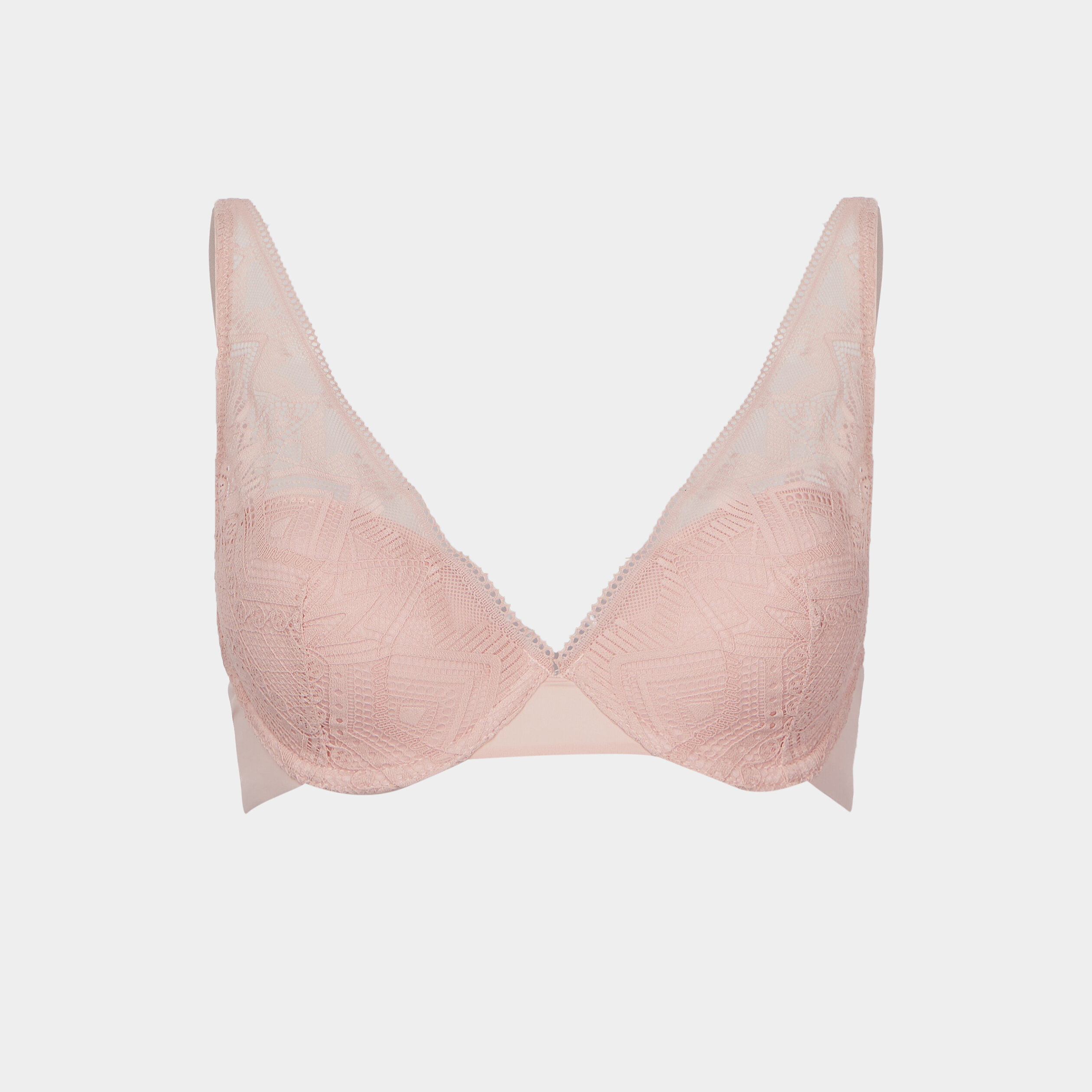 Soutien-gorge foulard dentelle à coques rose poudrée femme