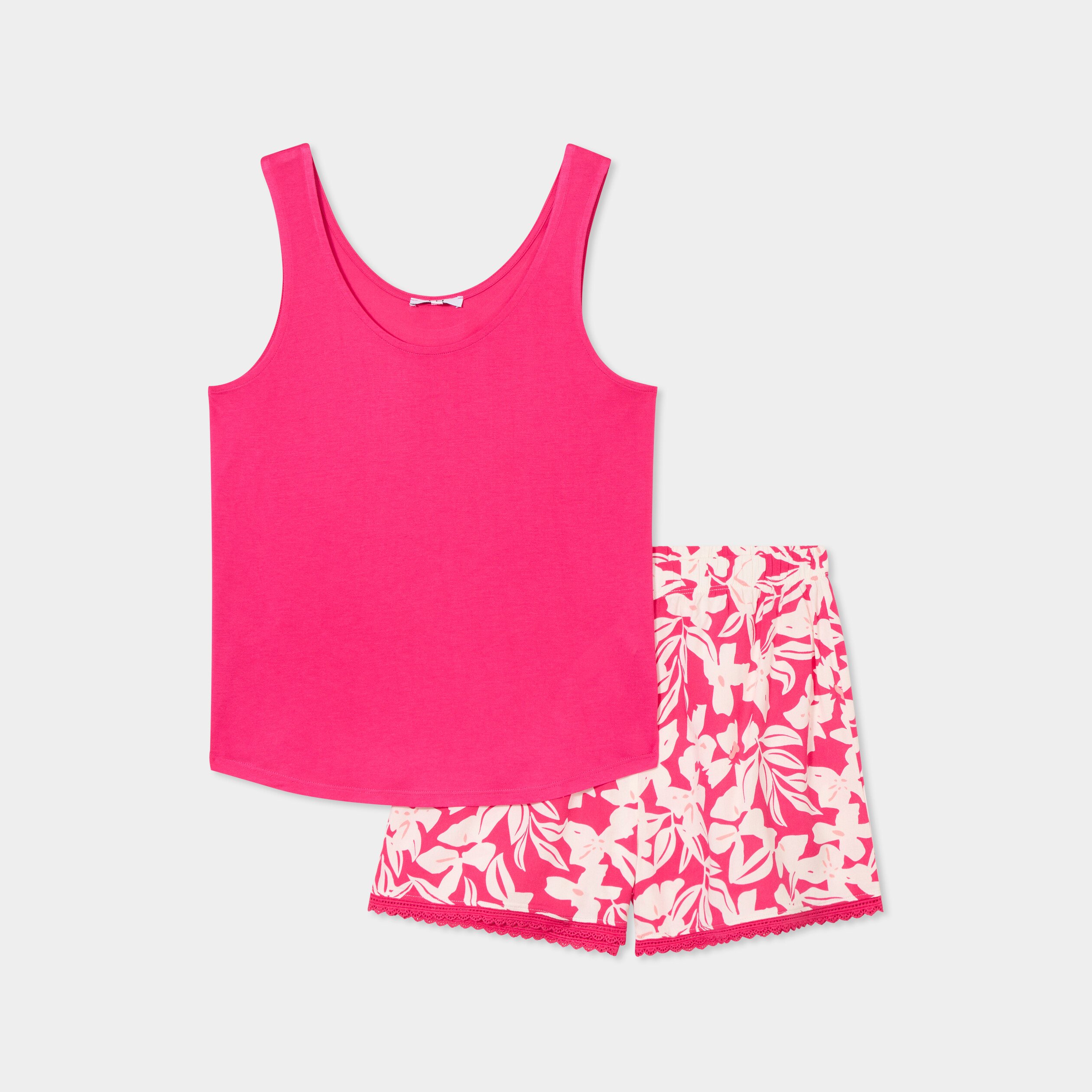 ensemble pyjama short et debardeur rose femme Ensemble pyjama short et débardeur rose femme