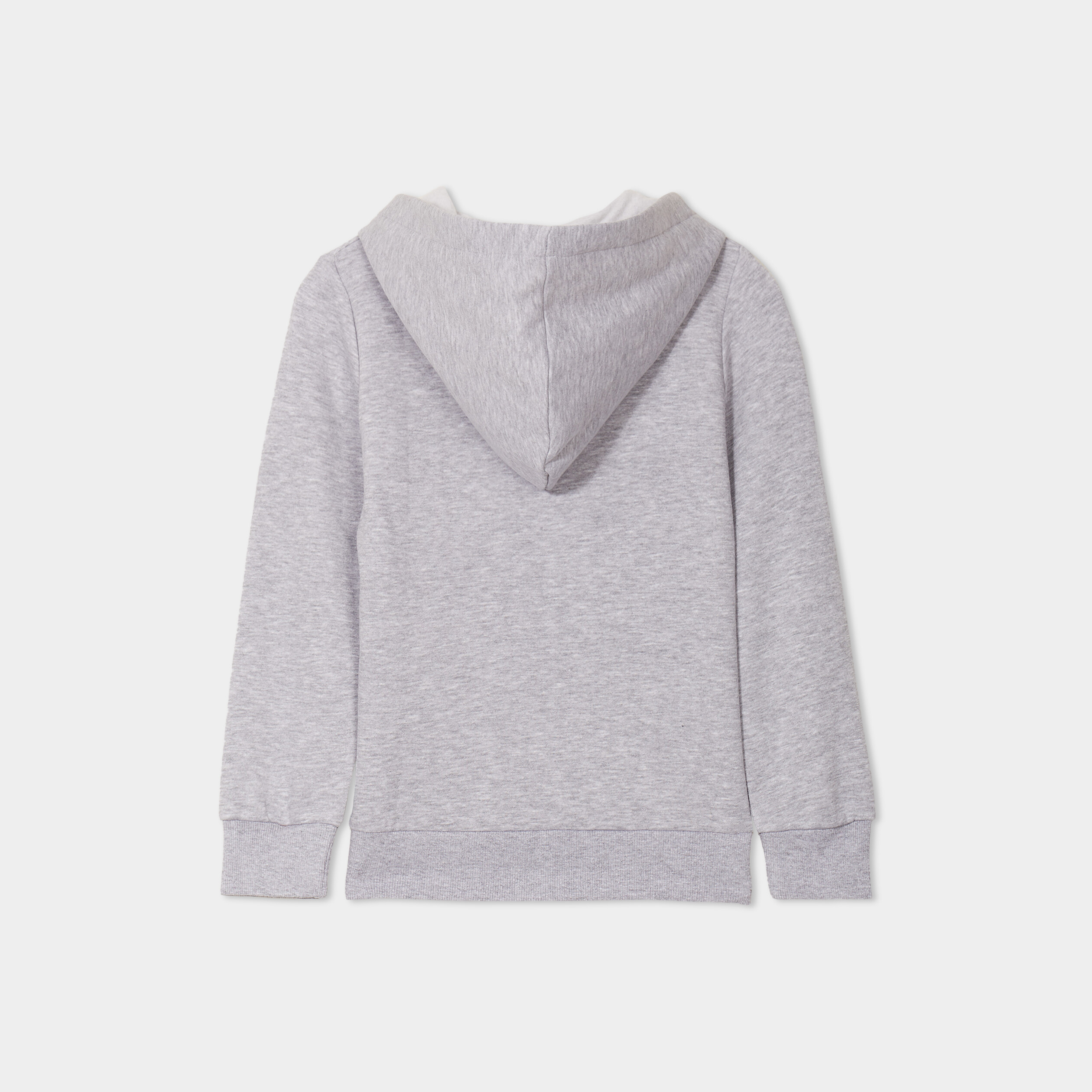Sweat zipp&eacute; &agrave; capuche molleton gris clair gar&ccedil;on