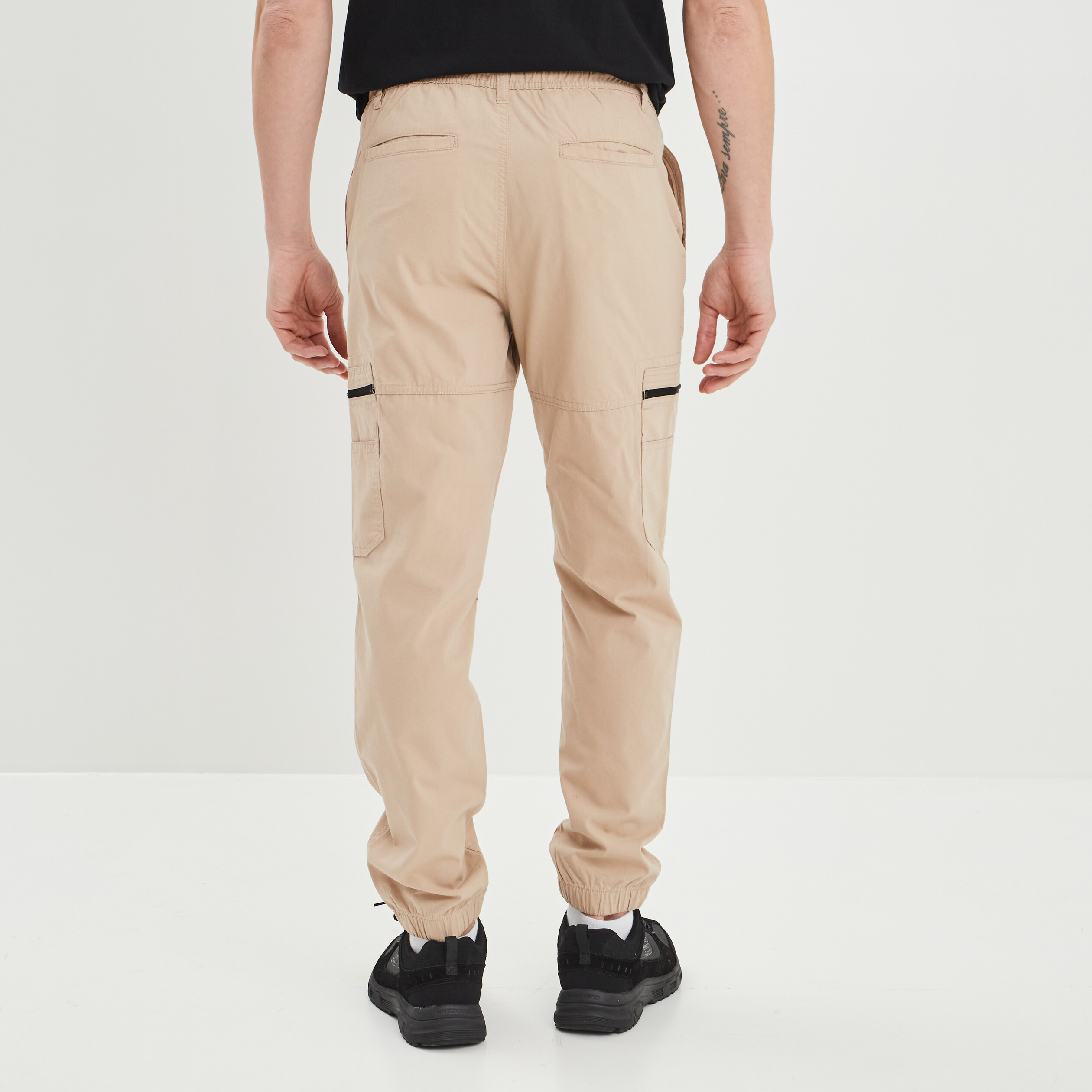 pantalon cargo a coulisse beige homme Pantalon cargo à coulisse beige homme