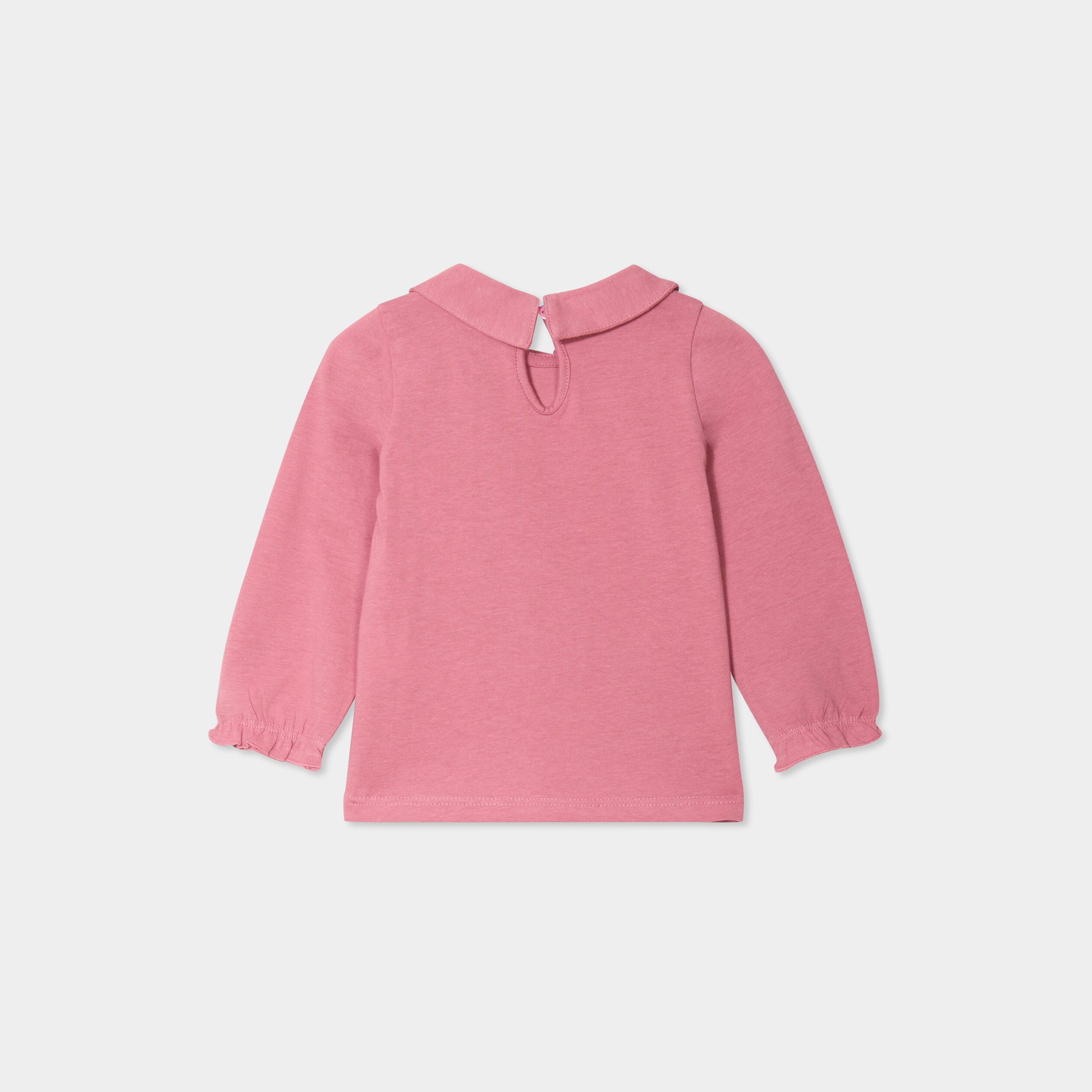 t shirt col claudine manches longues vieux rose bebef T-shirt col claudine manches longues vieux rose bébé fille