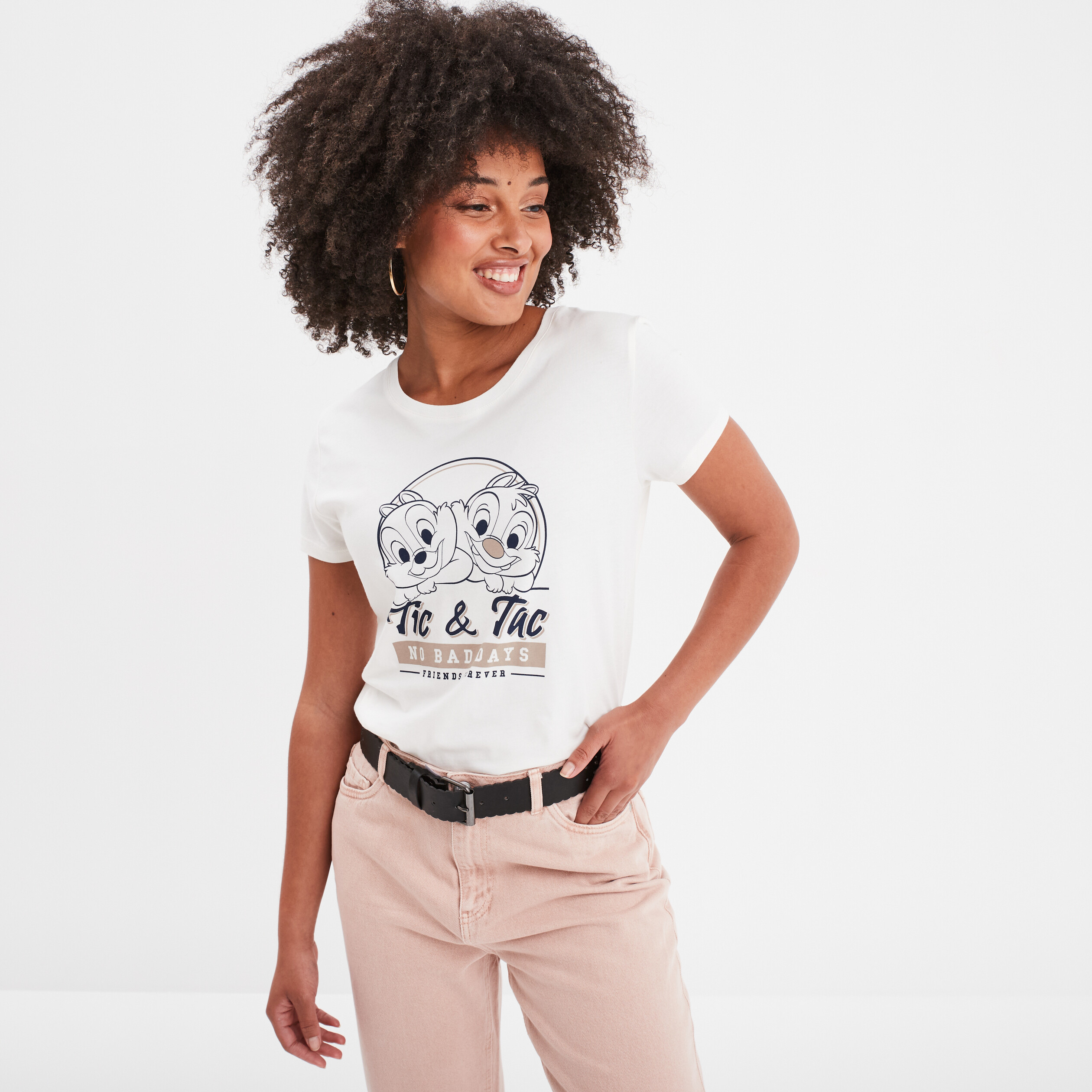 t shirt manches courtes tic et tac ivoire femme T-shirt manches courtes Tic et Tac ivoire femme