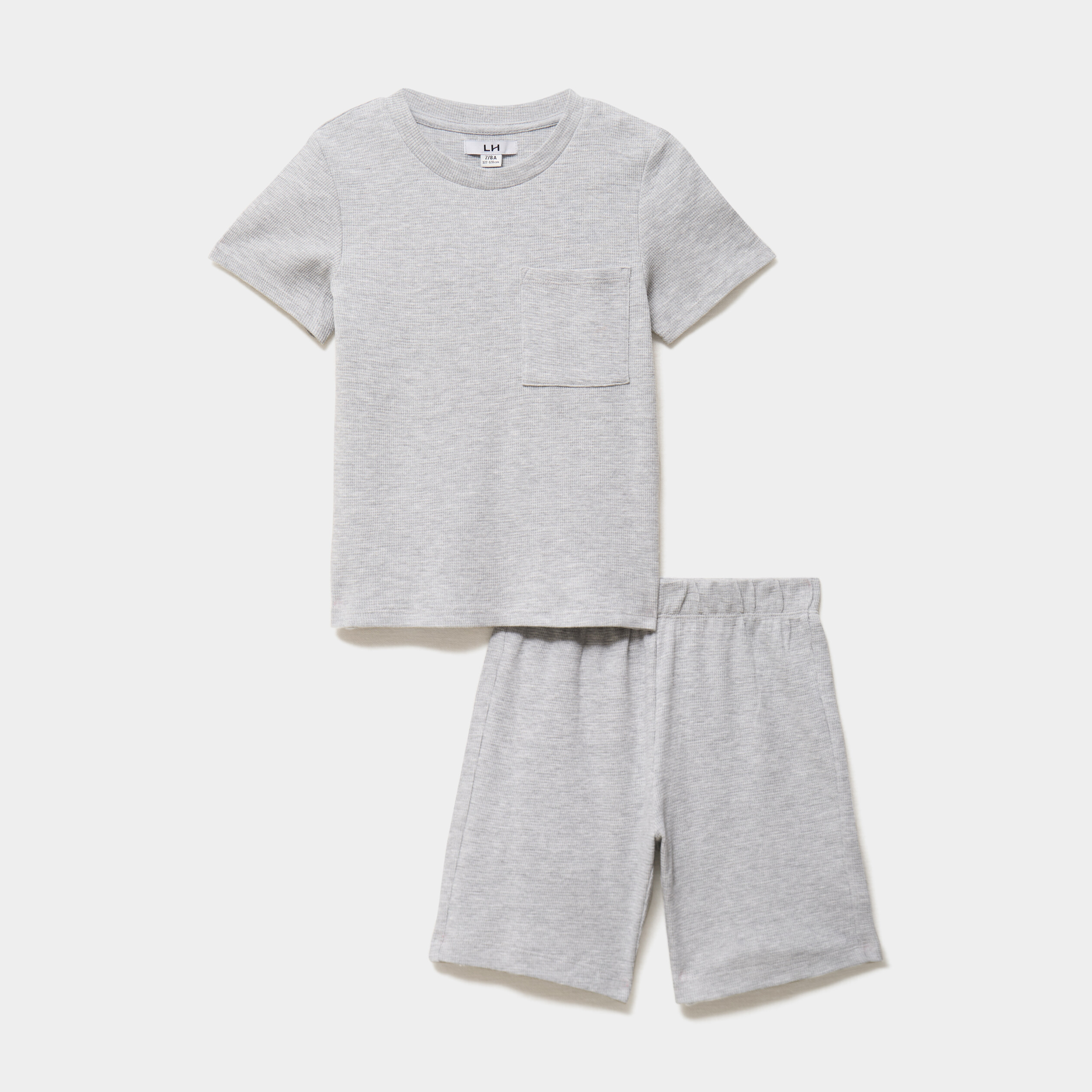 Ensemble pyjama short et t-shirt textur&eacute; gris clair gar&ccedil;on