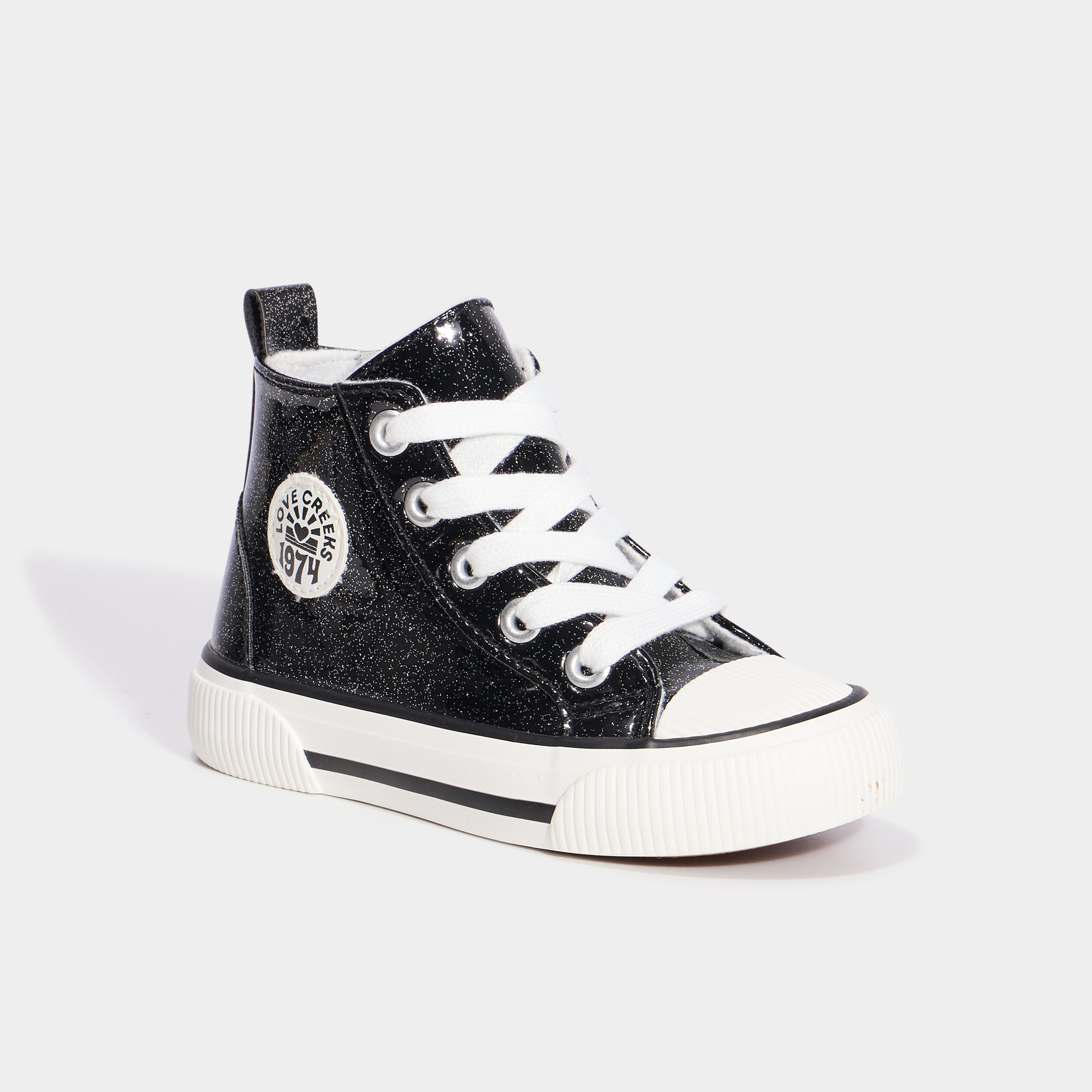 Baskets zipp&eacute;es montantes bout renforc&eacute; noir fille
