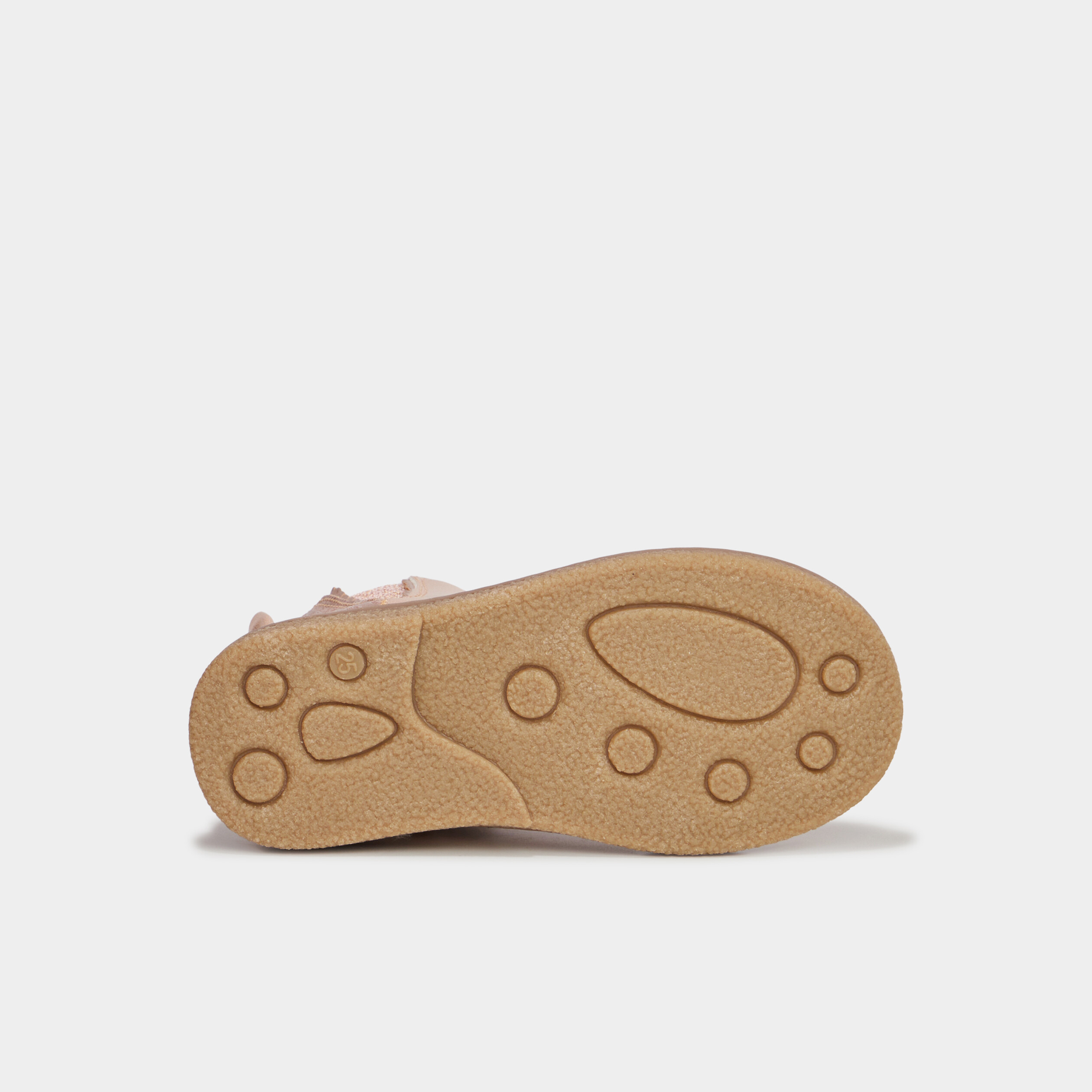 Bottines m&eacute;tallis&eacute;es avec noeuds rose champagne fille