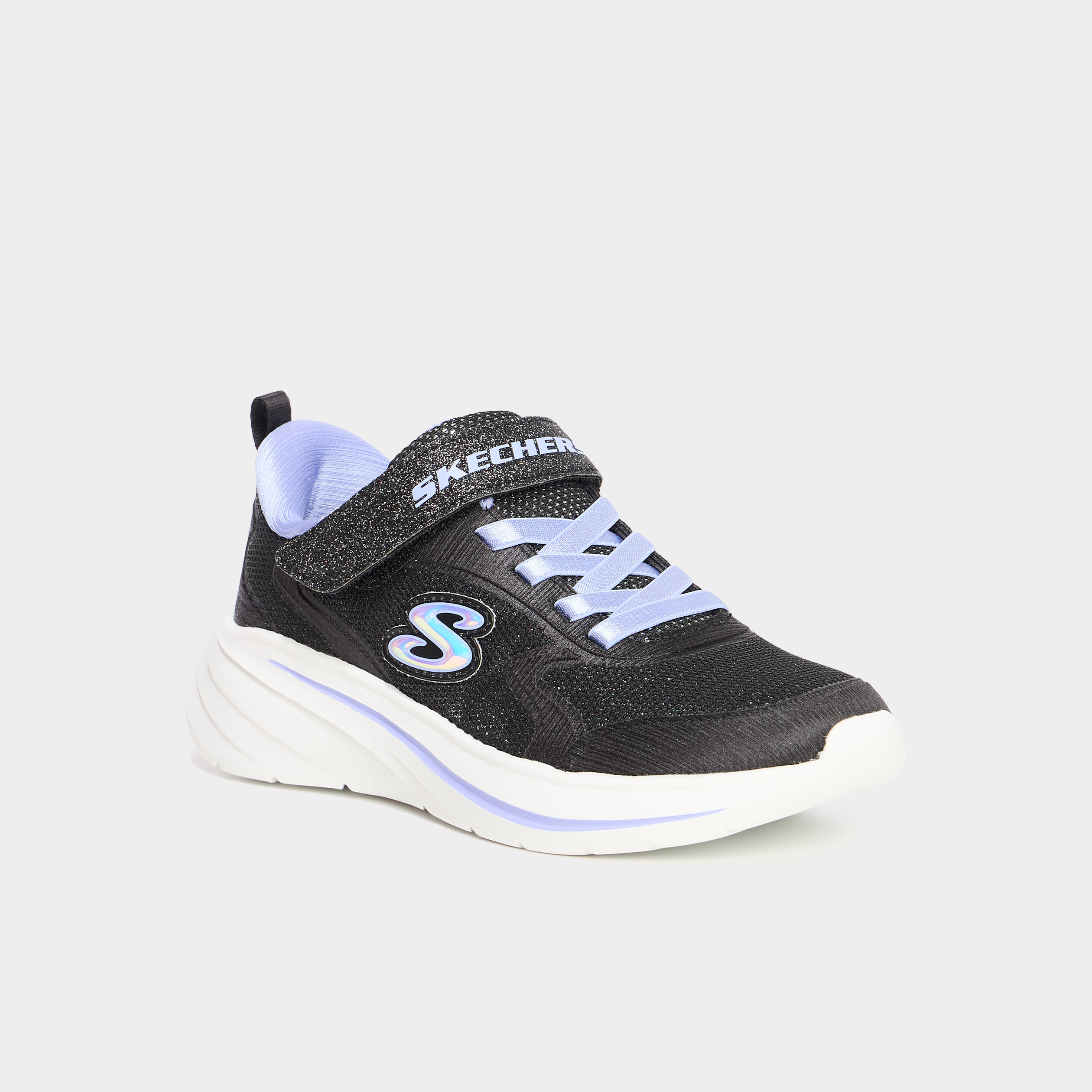 Baskets running &agrave; scratchs Skechers Wave noir fille