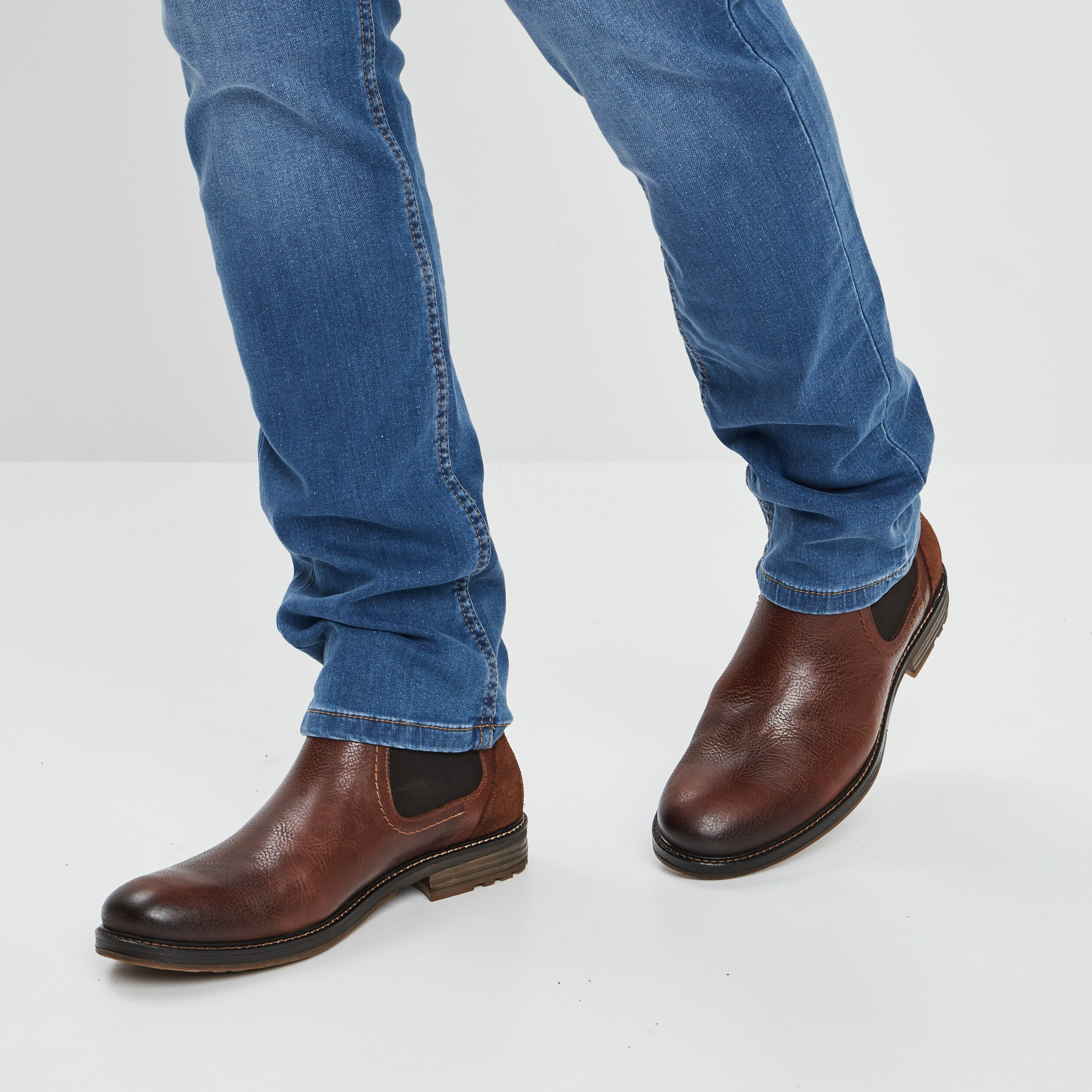 Bottines chelsea en cuir marron homme
