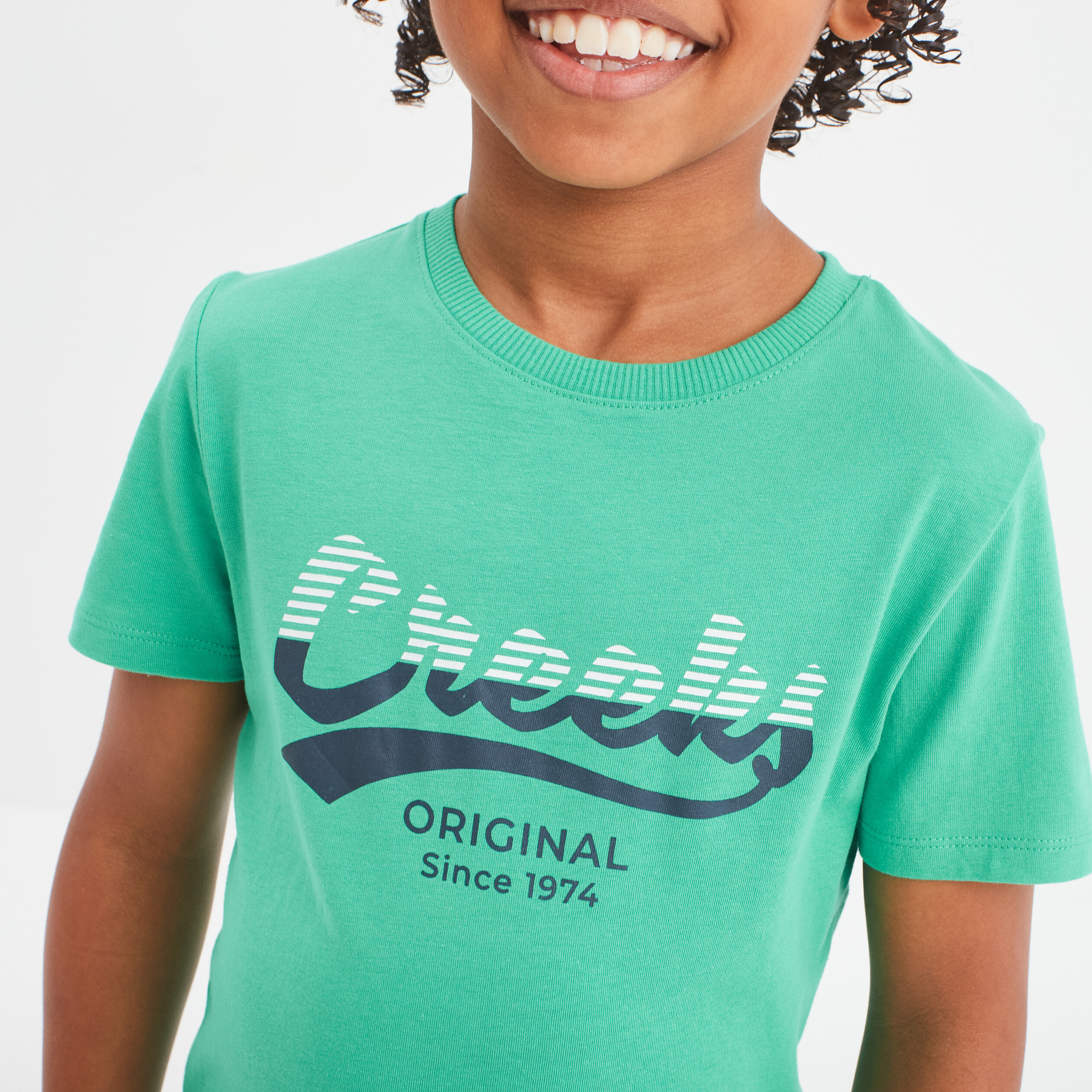 T-shirt col rond manches courtes Creeks vert garçon