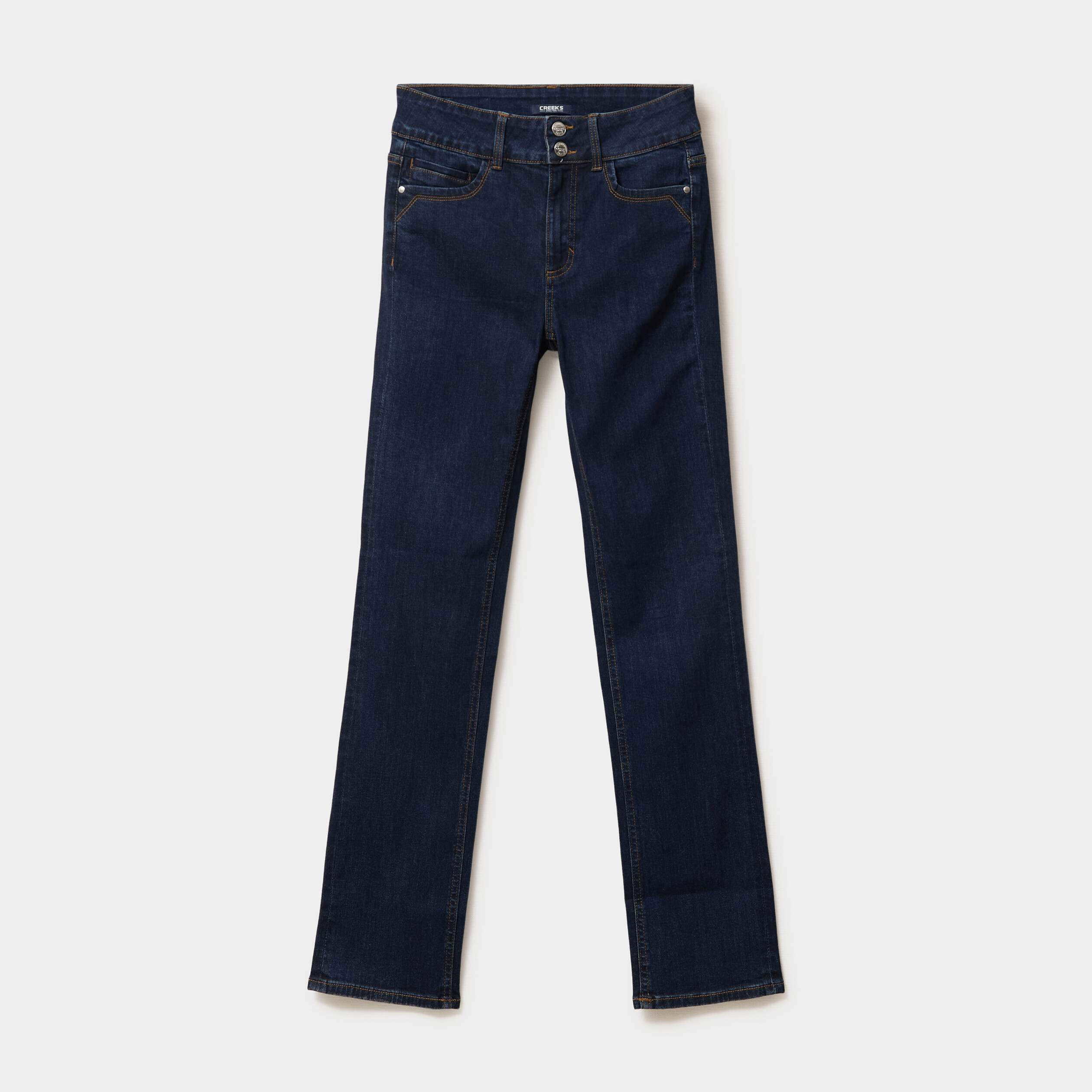 Jean denim droit en coton denim brut femme
