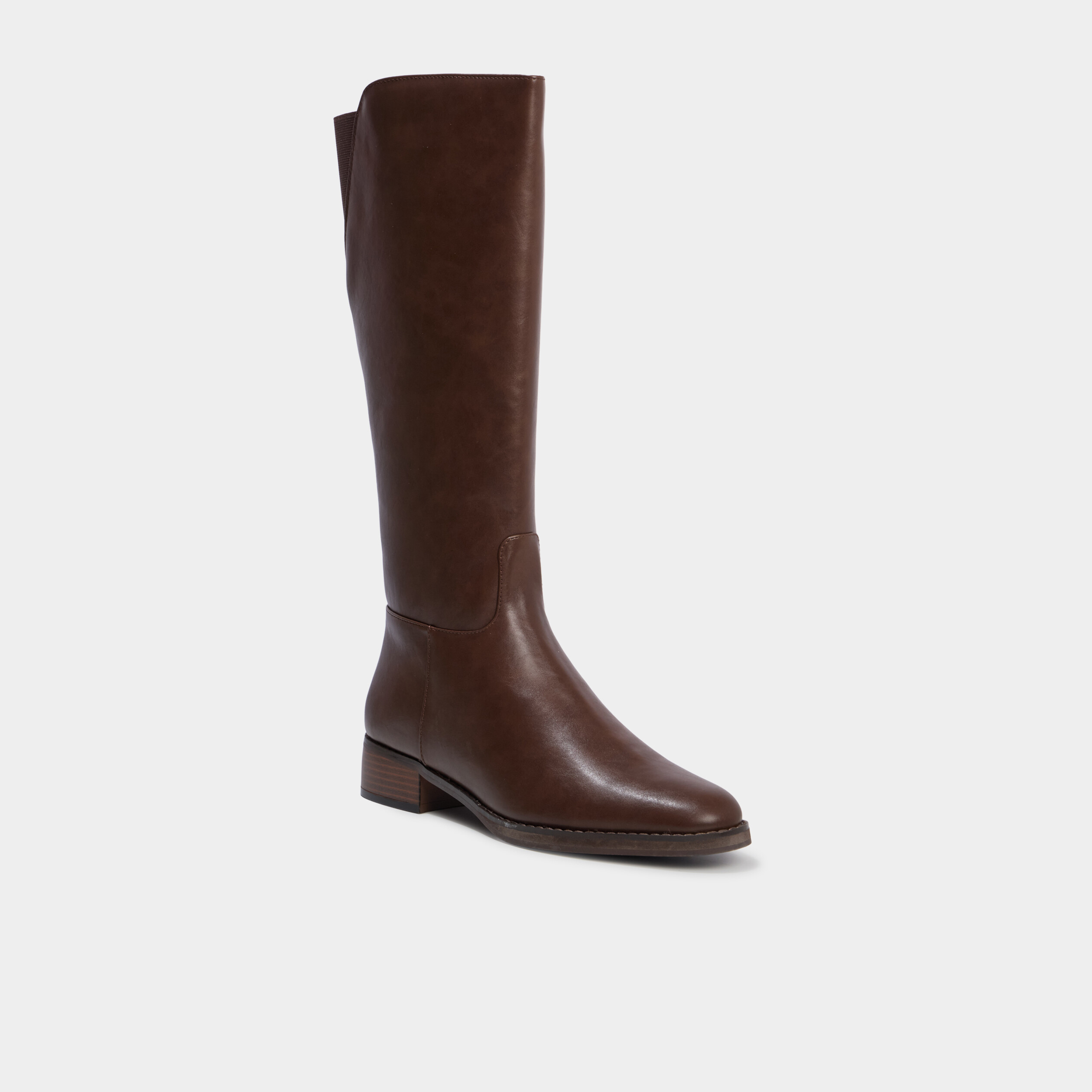 Bottes hautes petit talon marron femme