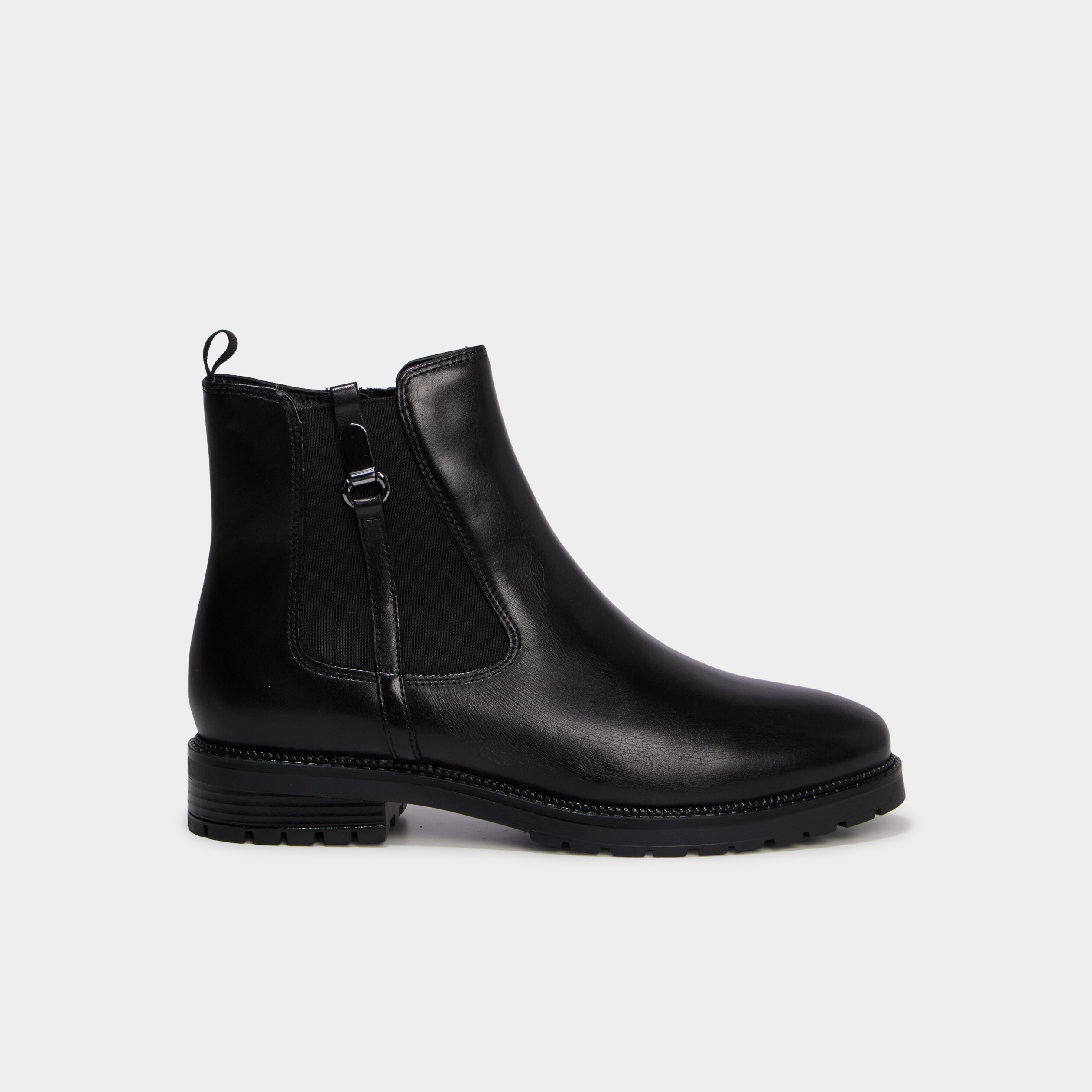 Boots chelsea en cuir noir femme