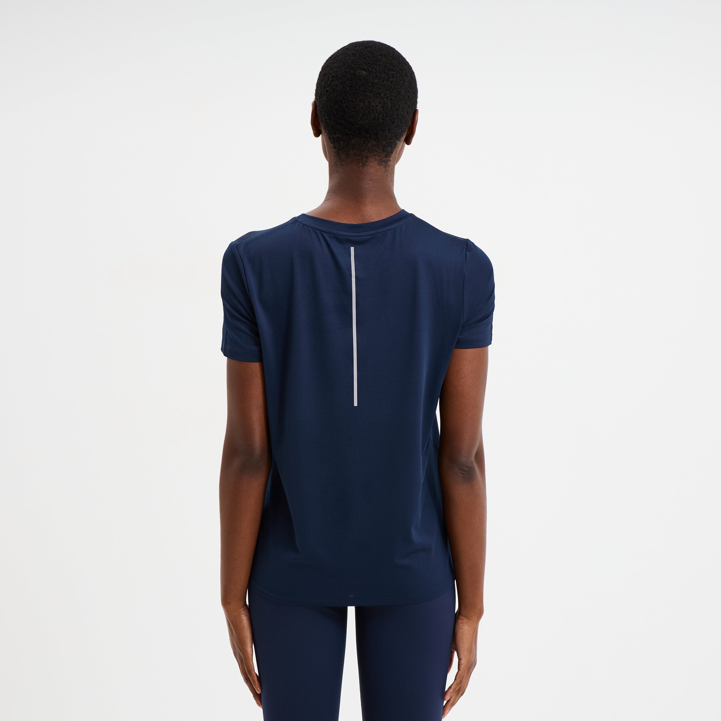 T-shirt de sport droit manches courtes bleu marine femme