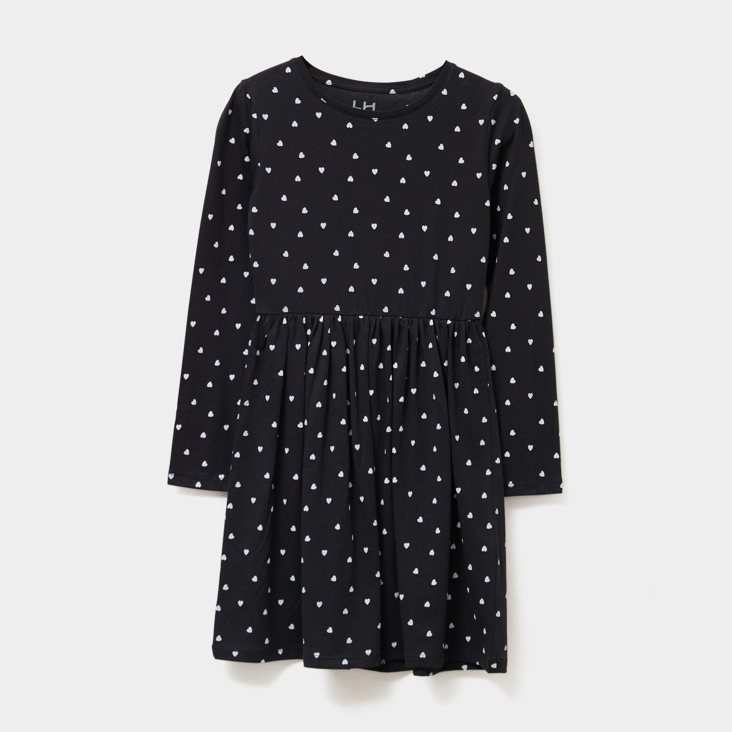 Robe évasée manches longues coton noir fille