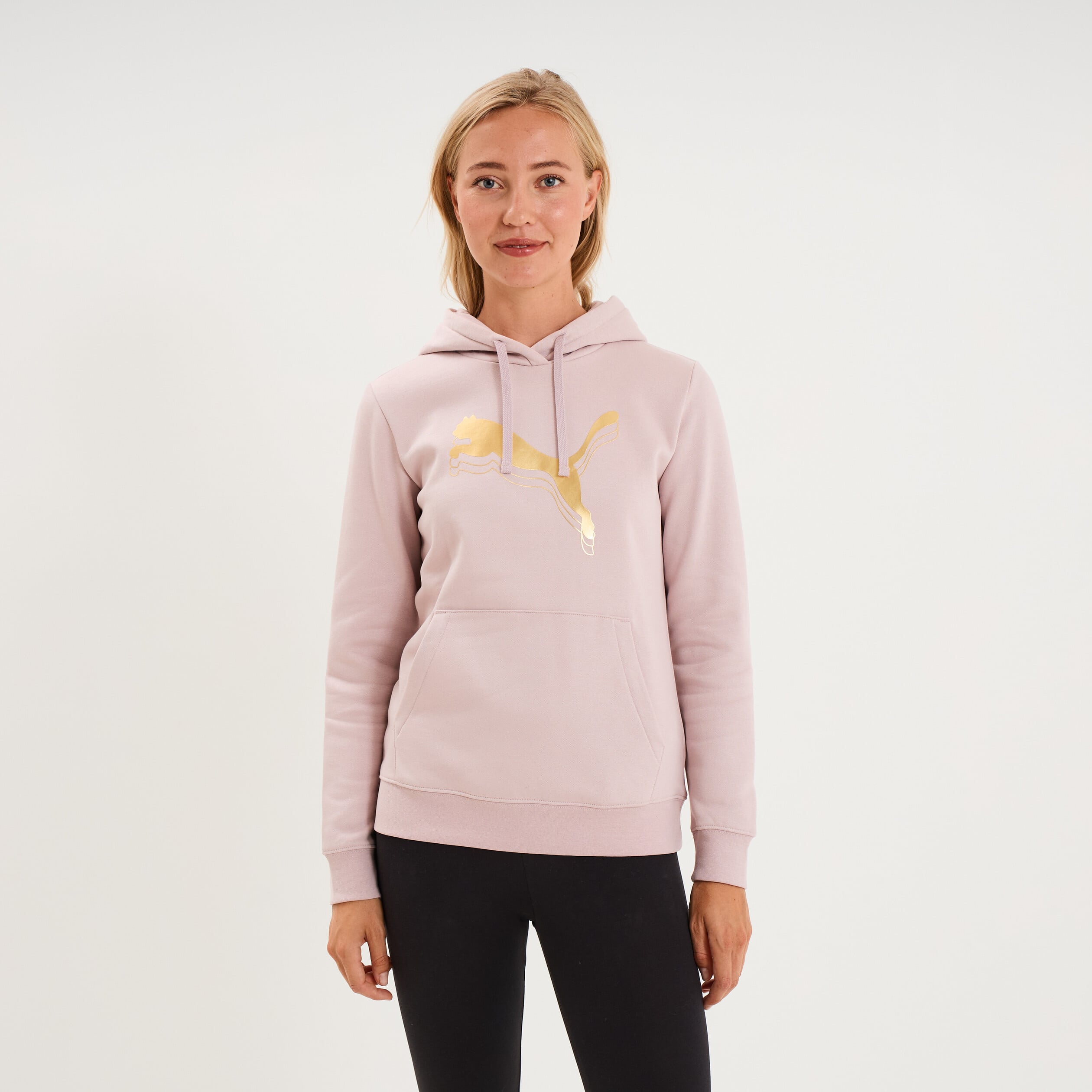 Sweat hoodie 1 poche &agrave; capuche Puma rose poudr&eacute;e femme