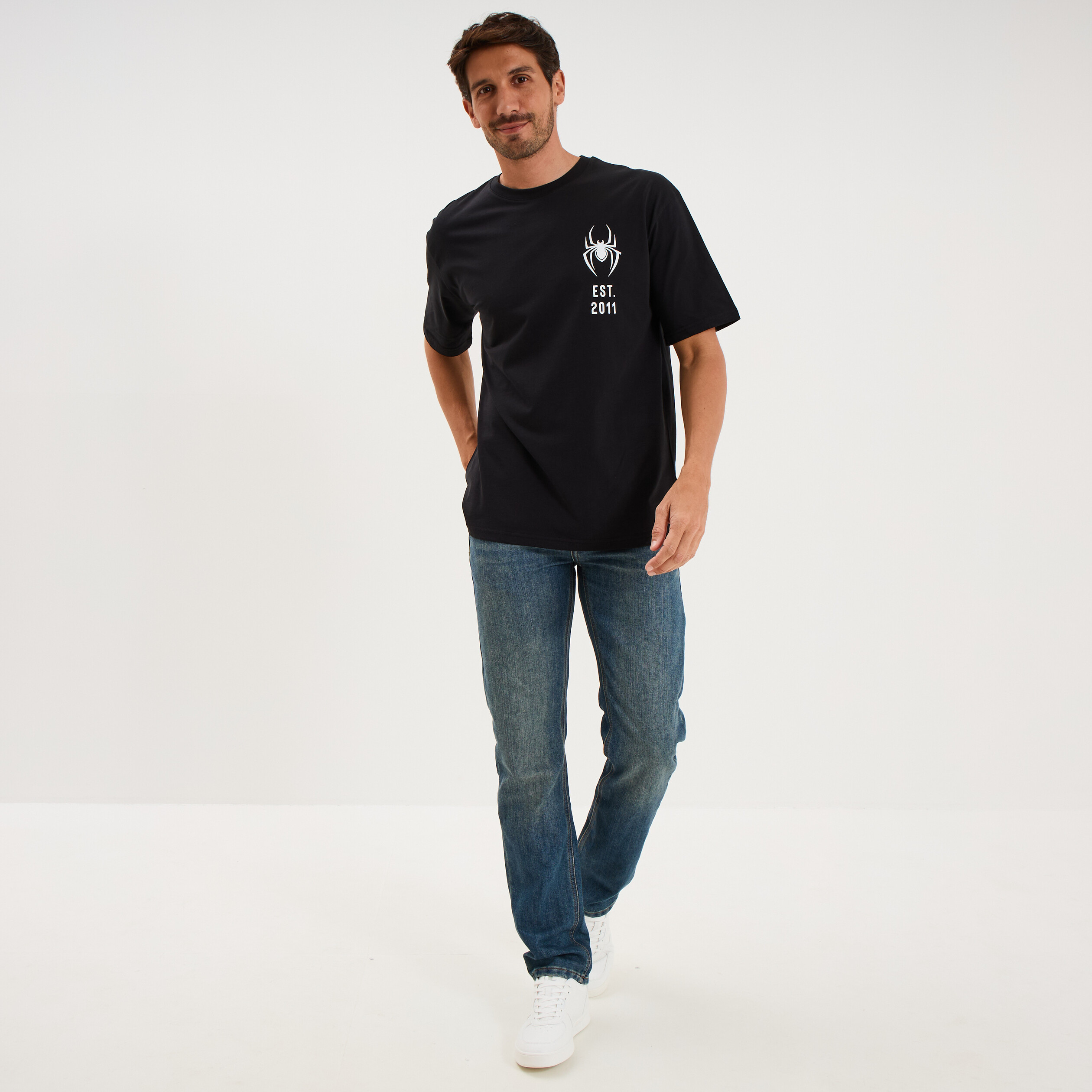 T-shirt relax manches courtes Spider-Man noir homme