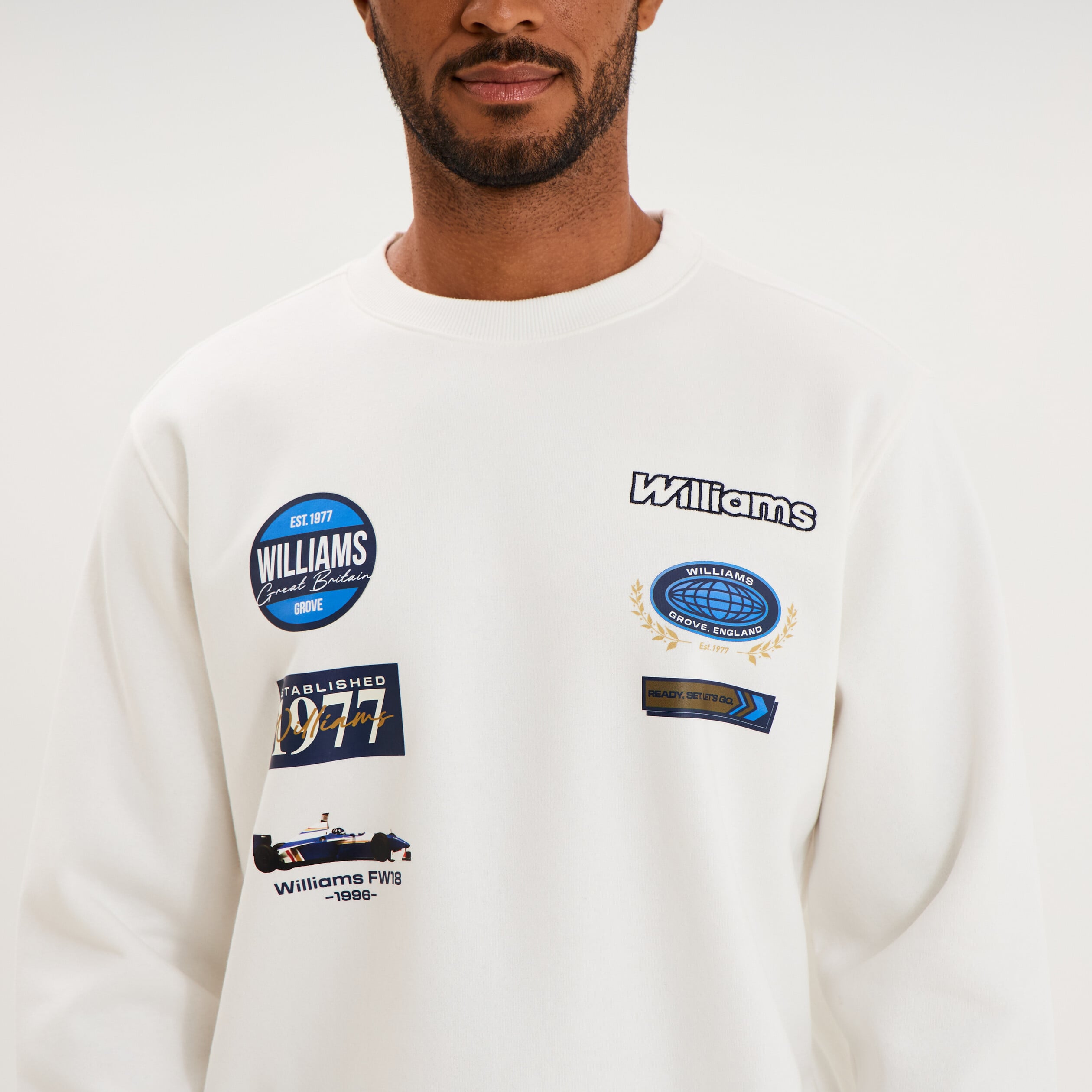 Sweat relax col rond Williams F1 blanc homme