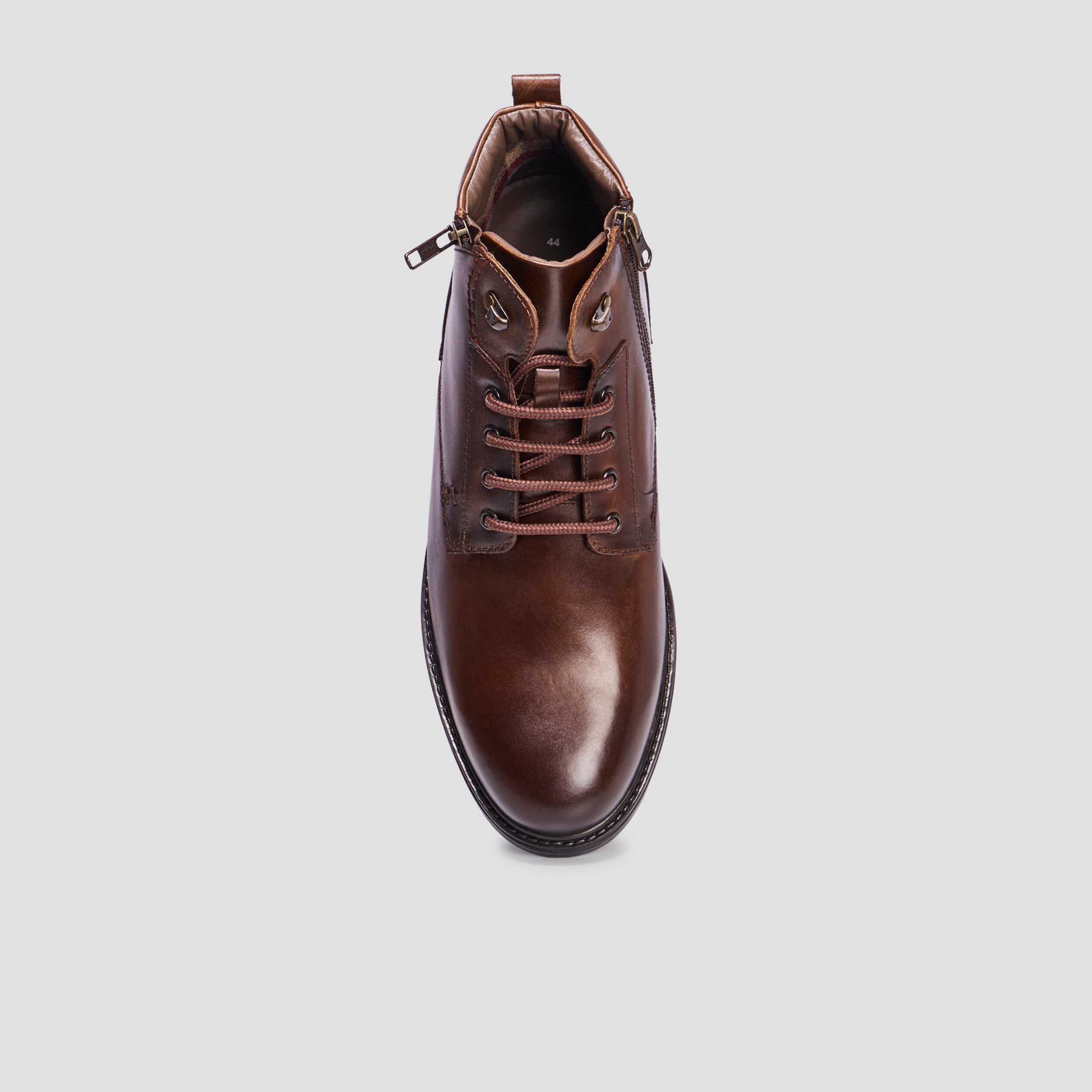 Boots zippées en cuir marron homme