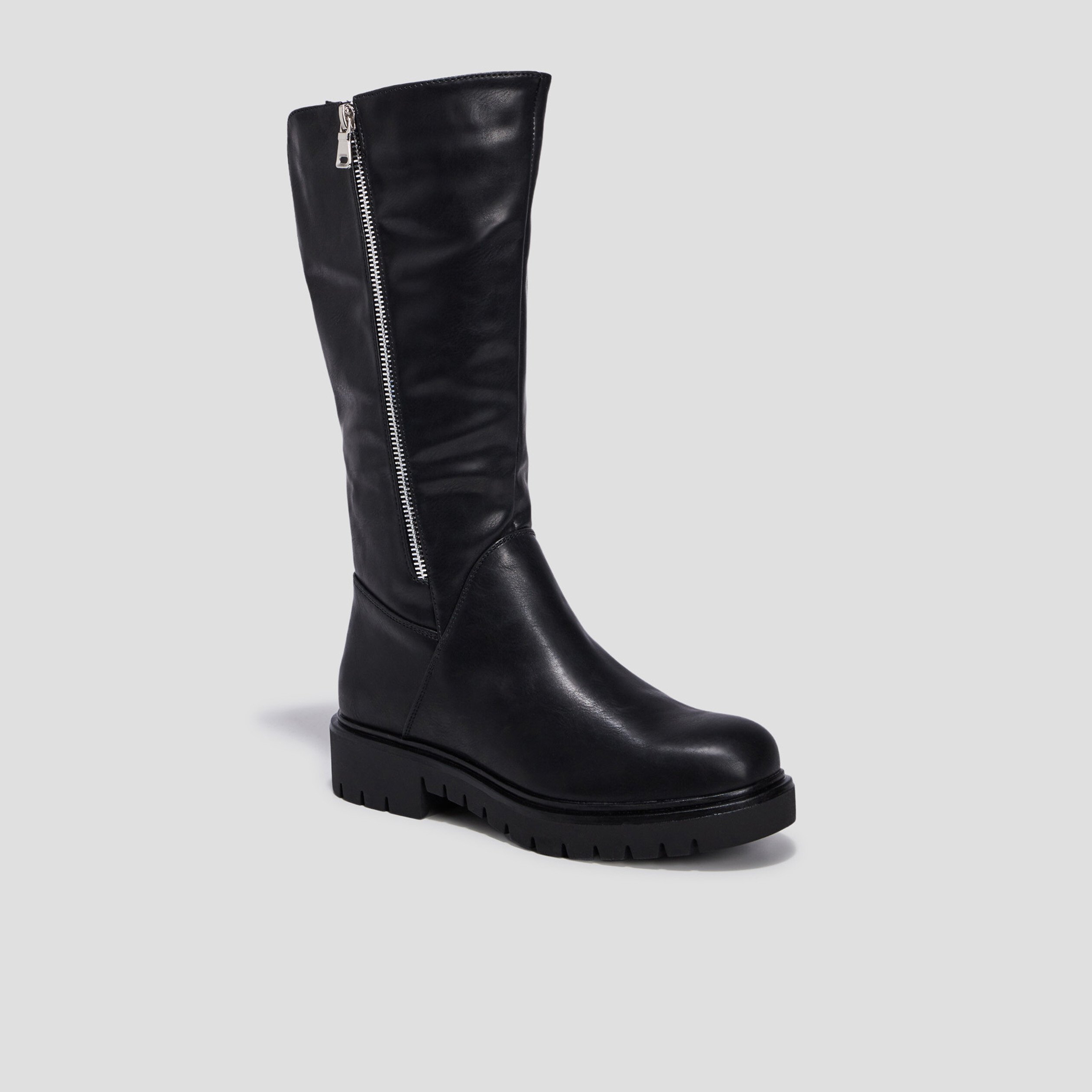 Bottes crantées zippées noir fille