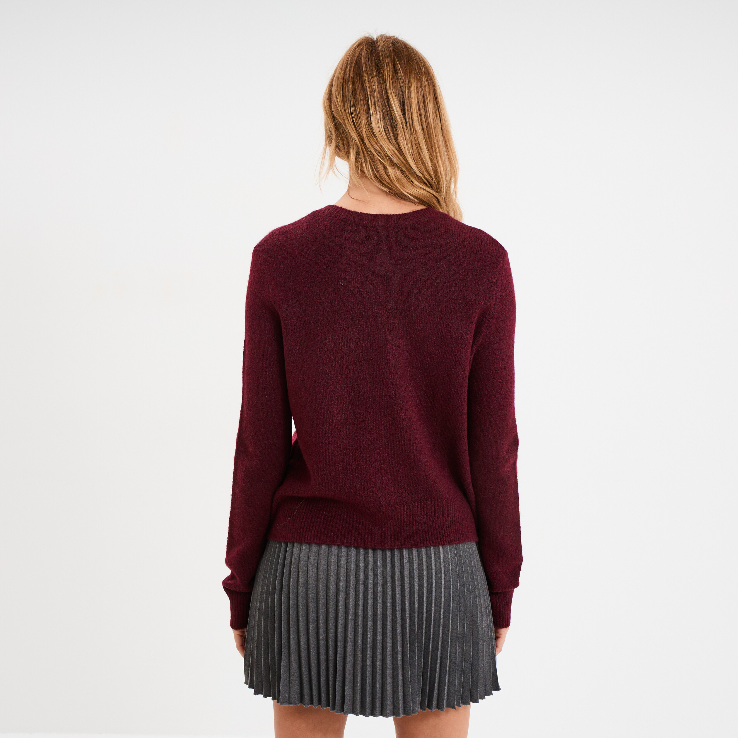 gilet col rond manches longues bordeaux femme Gilet col rond manches longues bordeaux femme