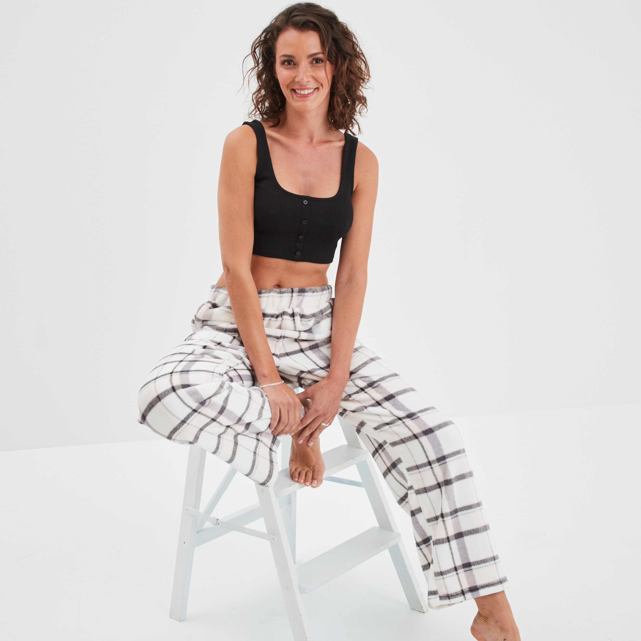 Pantalon de pyjama taille élastiquée rose femme