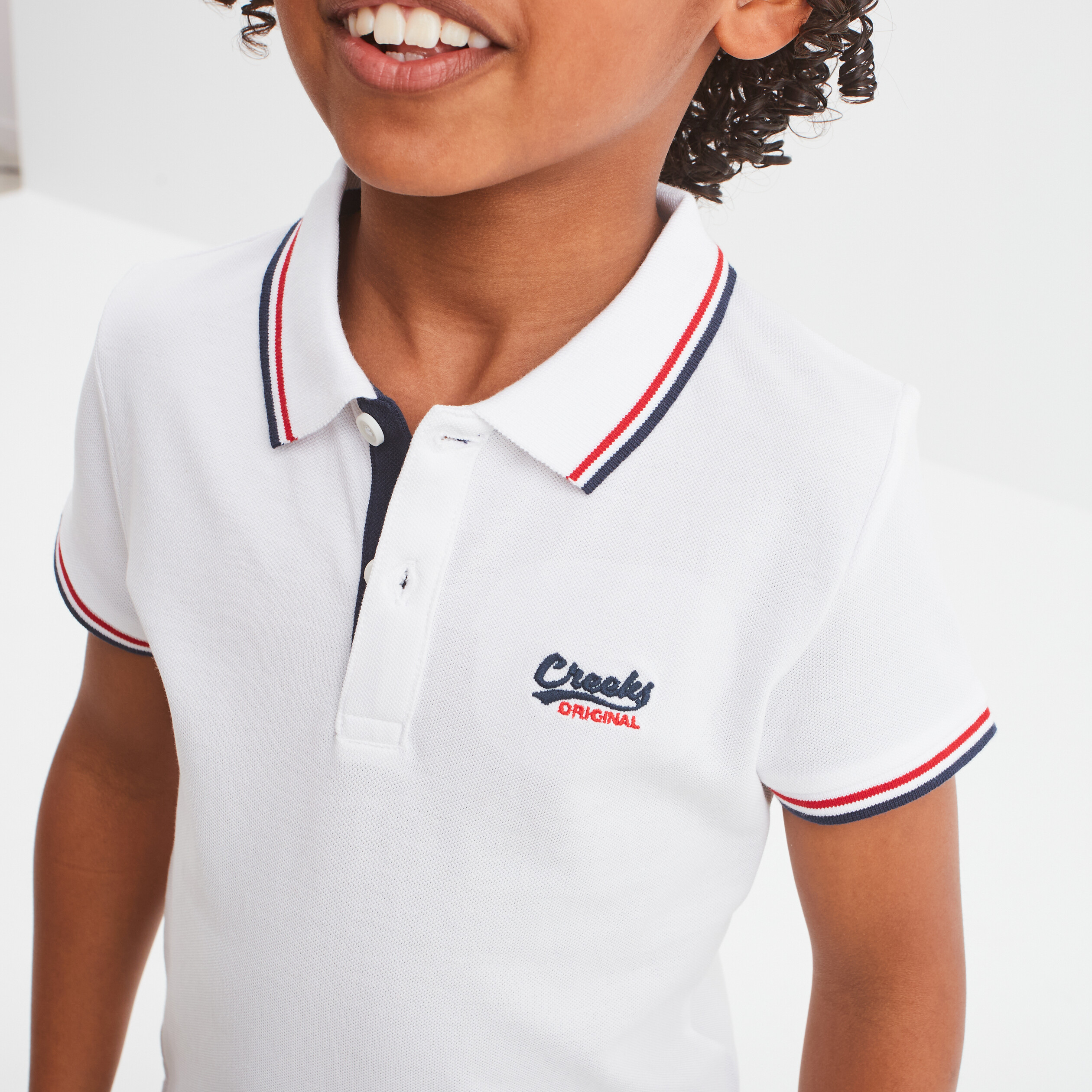 Polo manches courtes coton blanc gar&ccedil;on