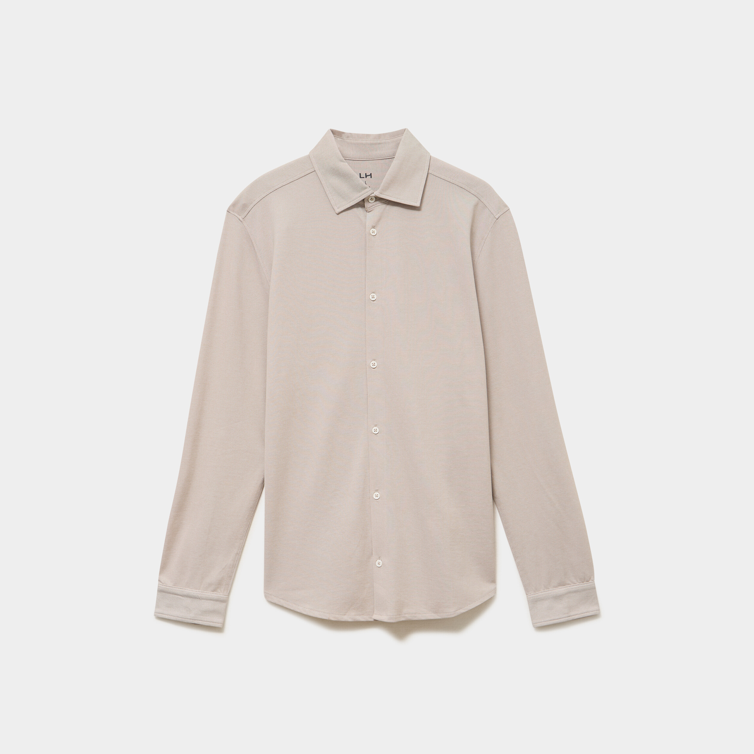 Chemise droite &agrave; manches longues beige homme