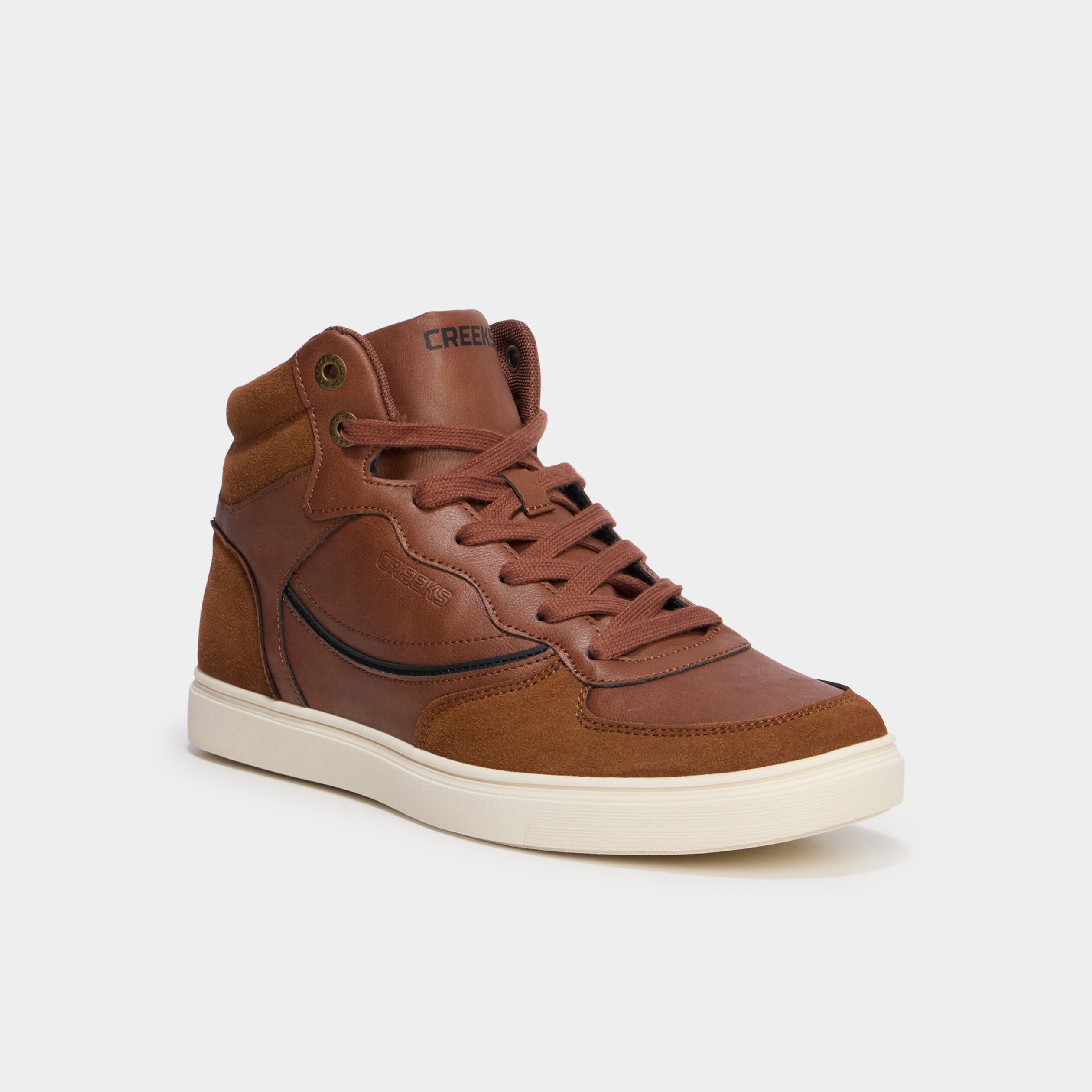 Baskets montantes &agrave; lacets marron homme
