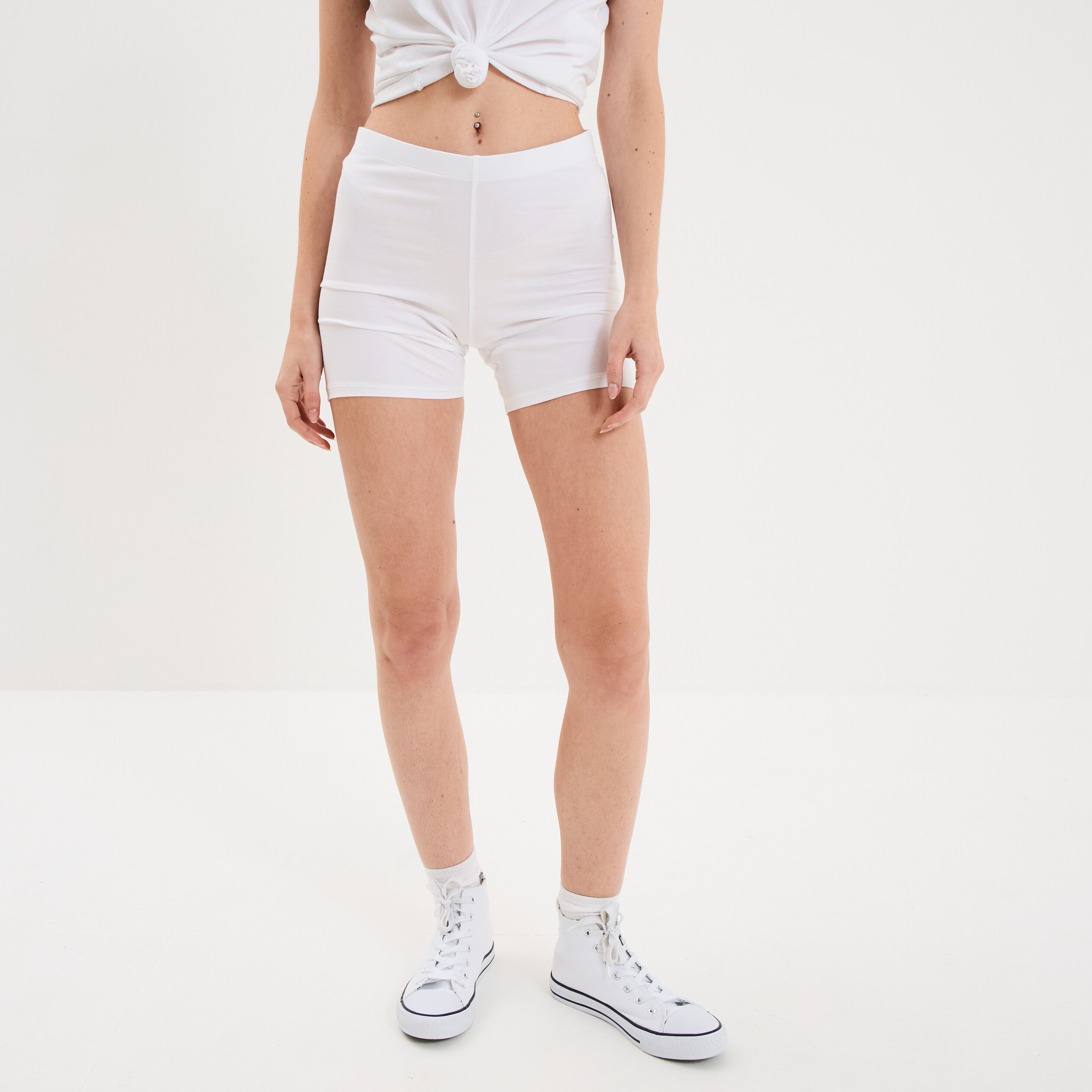 Short cycliste coton majoritaire blanc femme