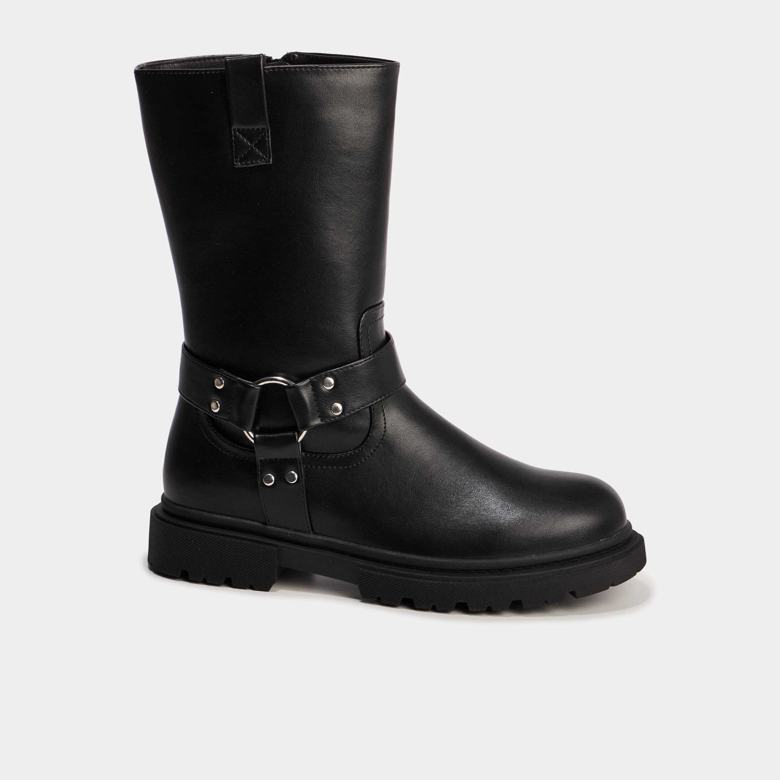 Bottes esprit biker avec boucles noir fille