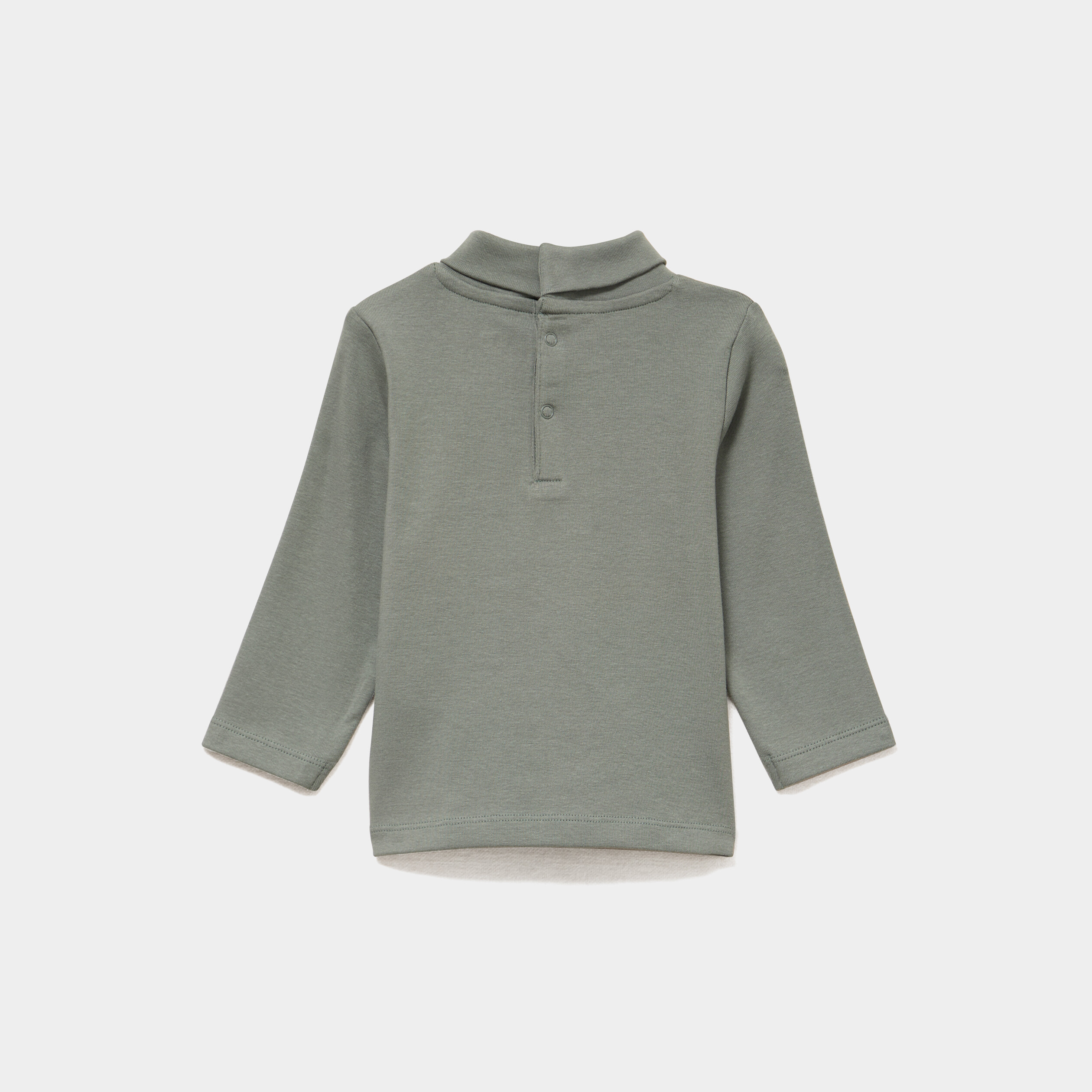 Lot 2 t-shirts col roul&eacute; boutonn&eacute; dos vert kaki b&eacute;b&eacute; gar&ccedil;on