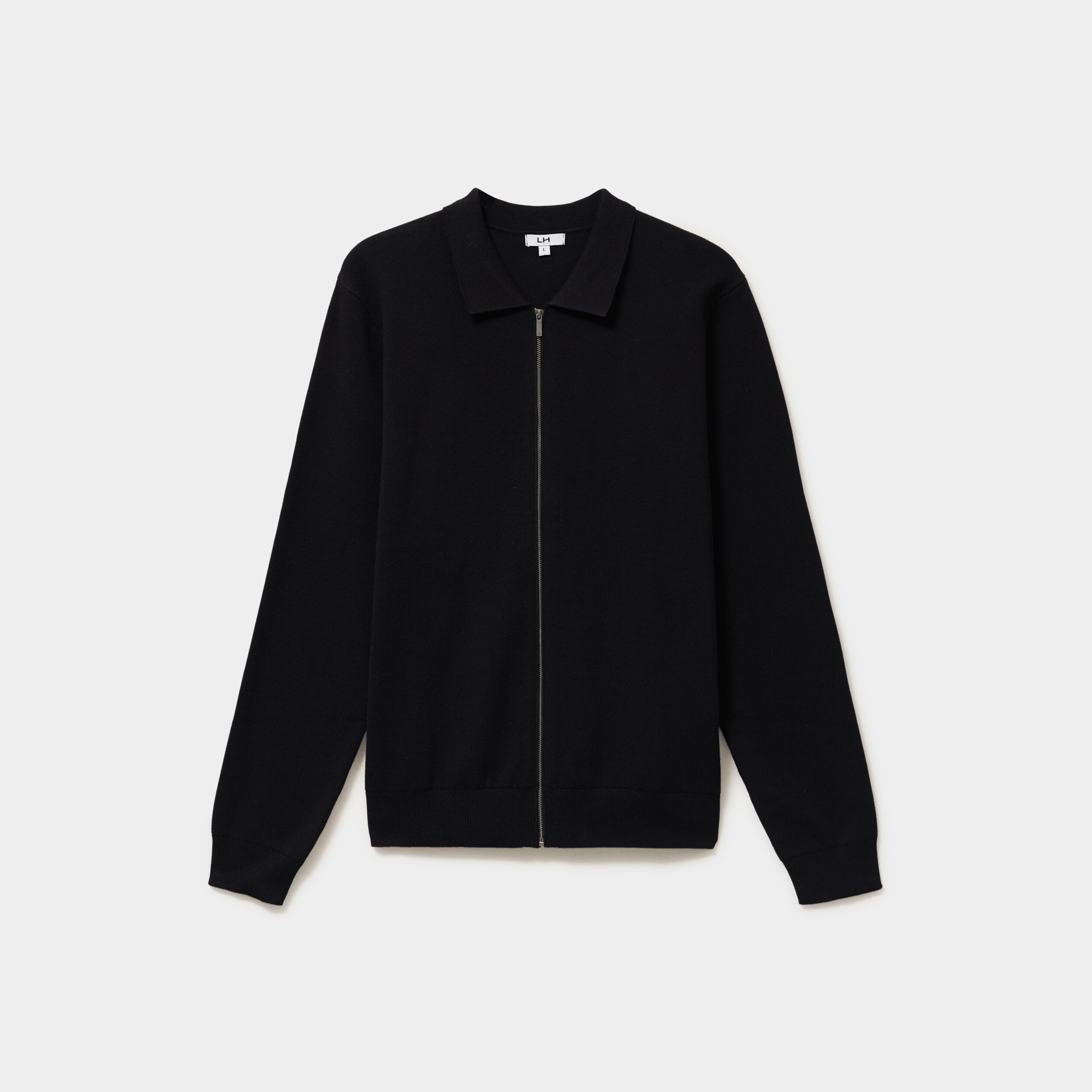Gilet zipp&eacute; en maille manches longues noir homme