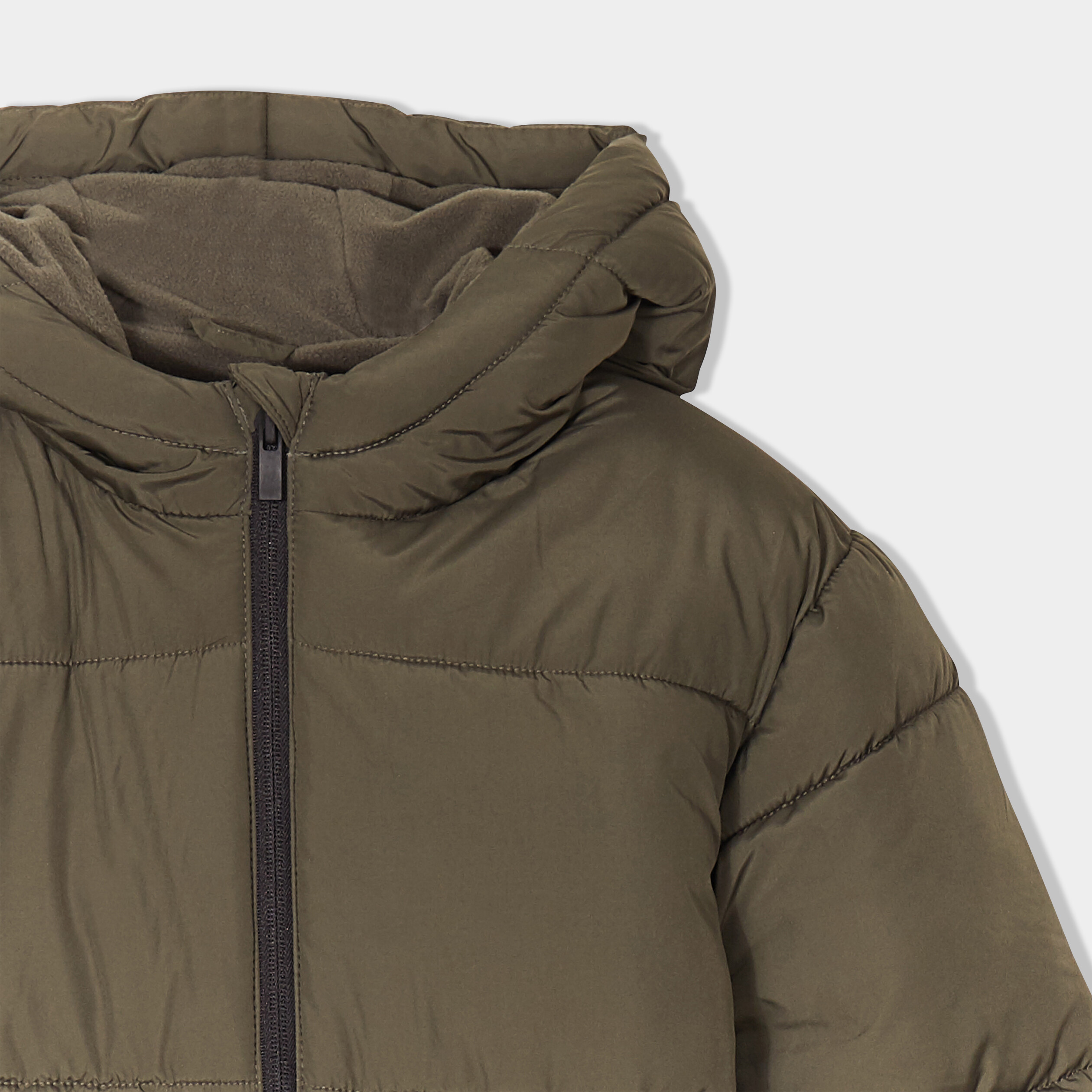 Doudoune à capuche manches longues vert kaki garçon La Halle