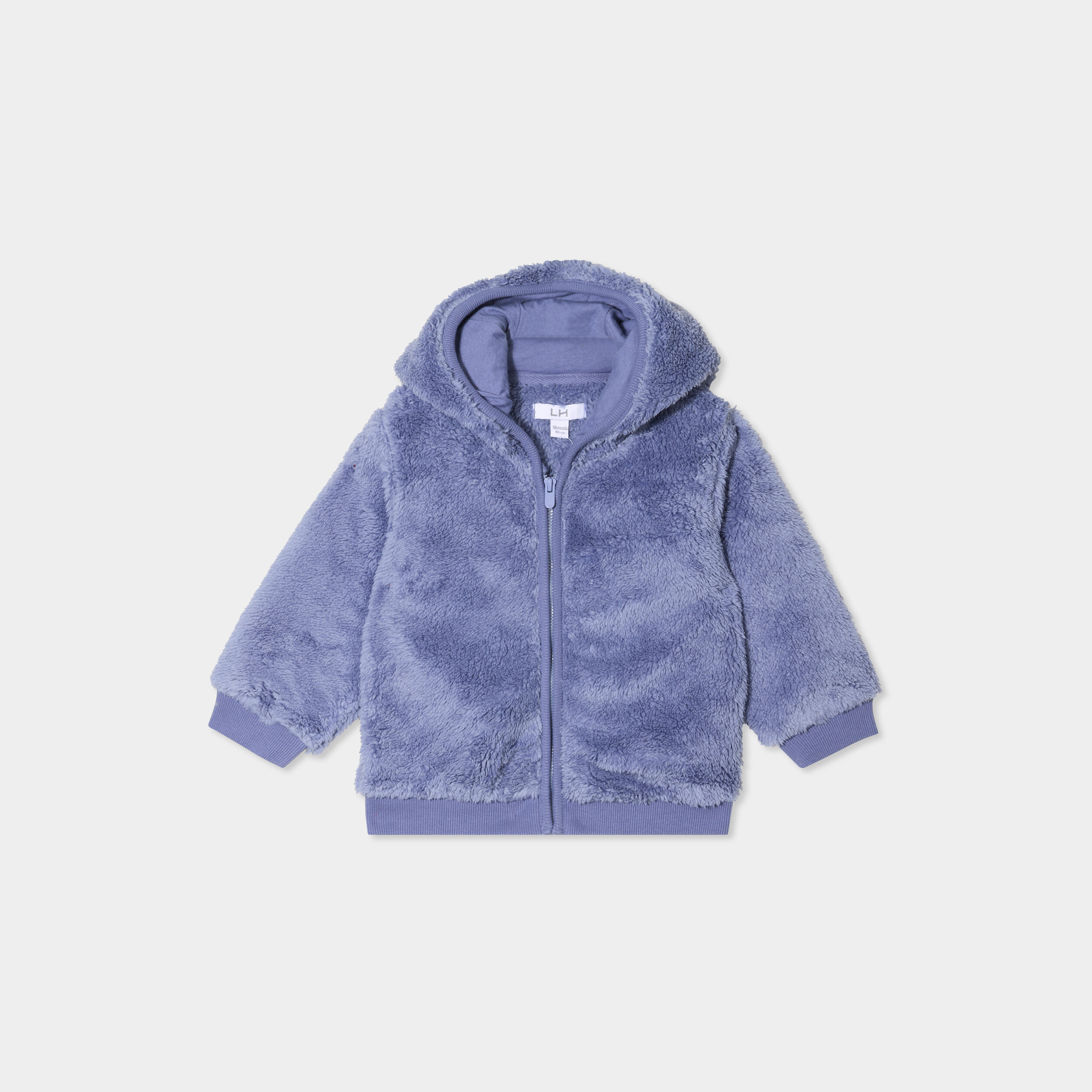 gilet zippe effet polaire a capuche bleu lavande bebeg Gilet zippé effet polaire à capuche bleu lavande bébé garçon