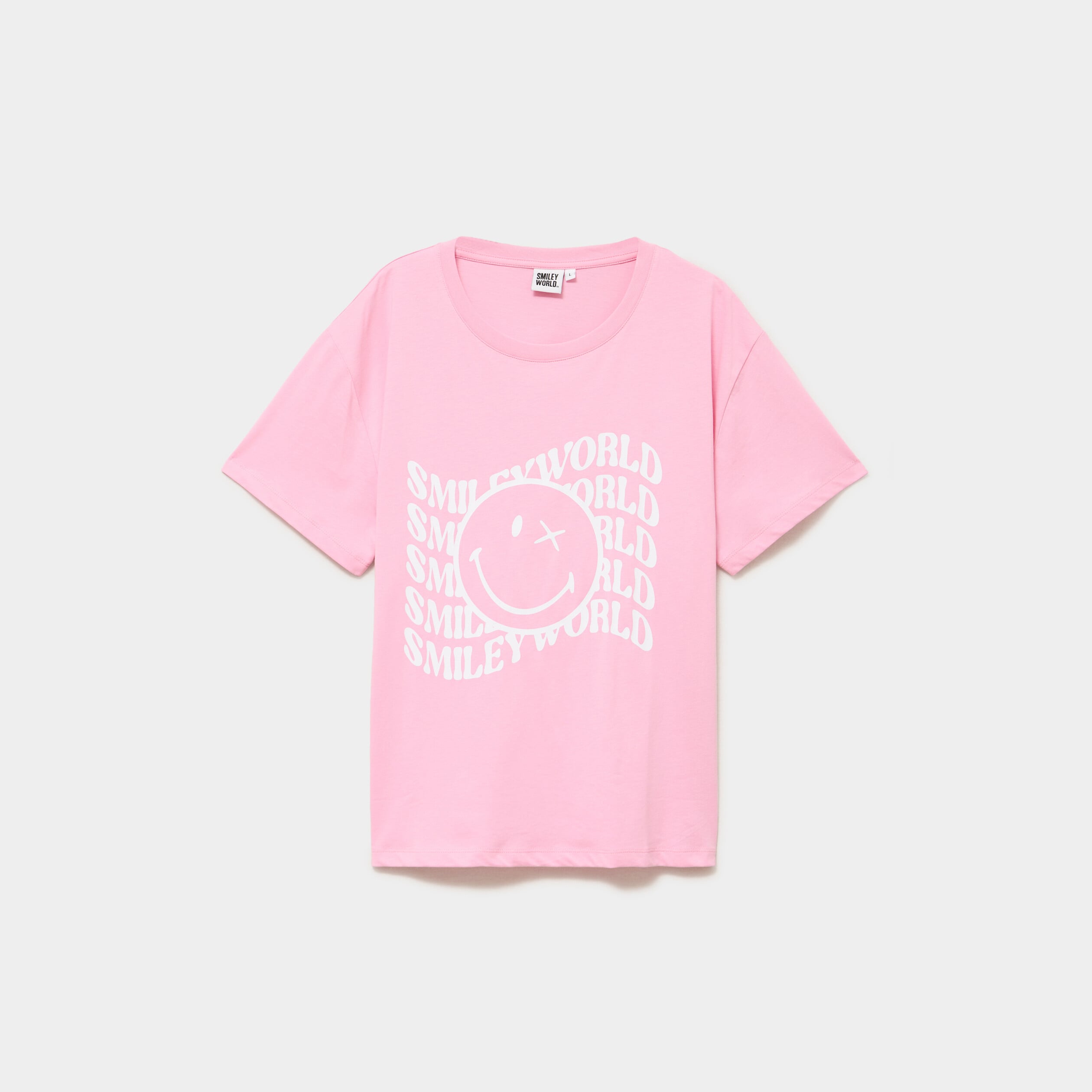T-shirt manches courtes Smiley World rose pastel femme