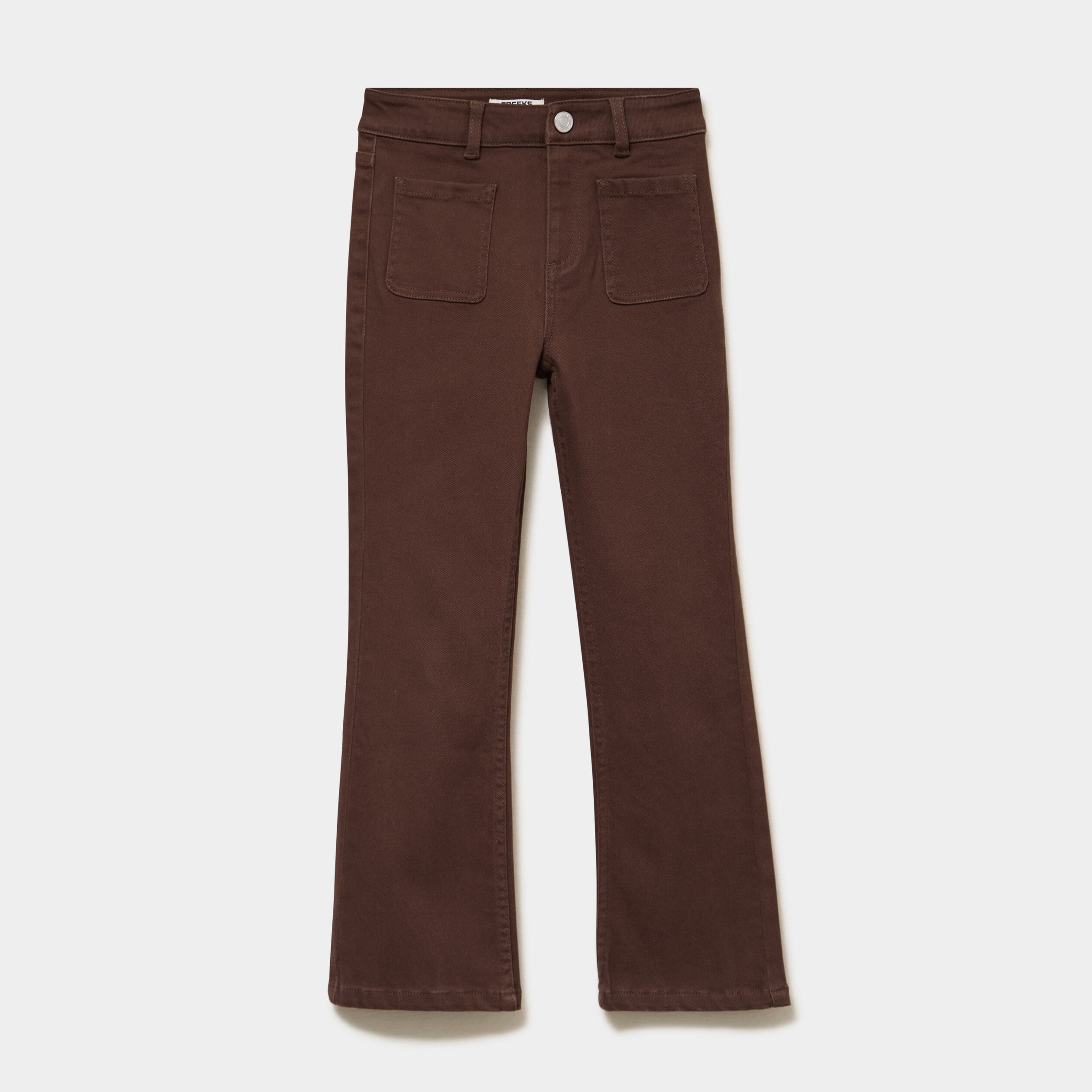 Pantalon bootcut twill 4 poches marron fonc&eacute; fille