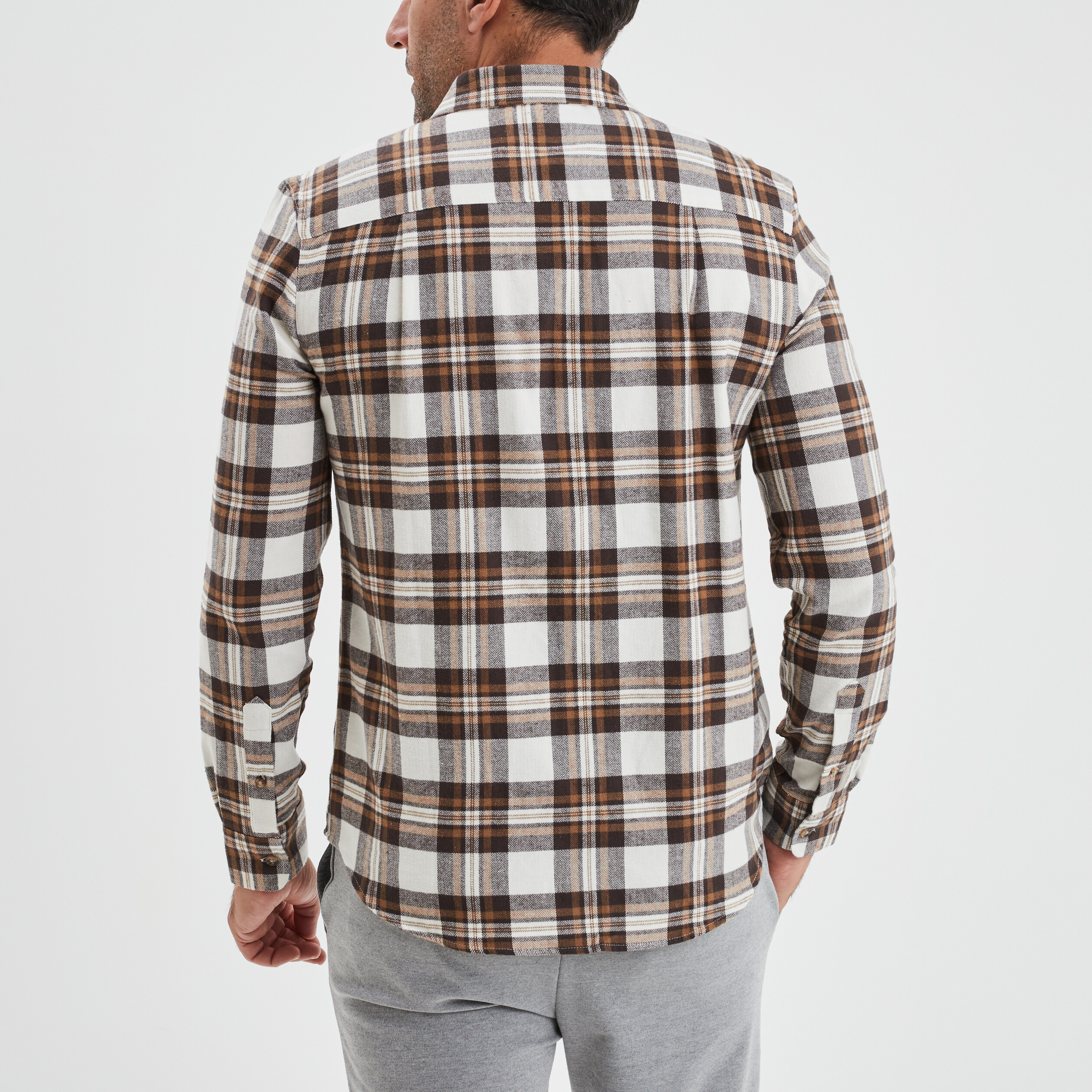Chemise manches longues droite beige homme