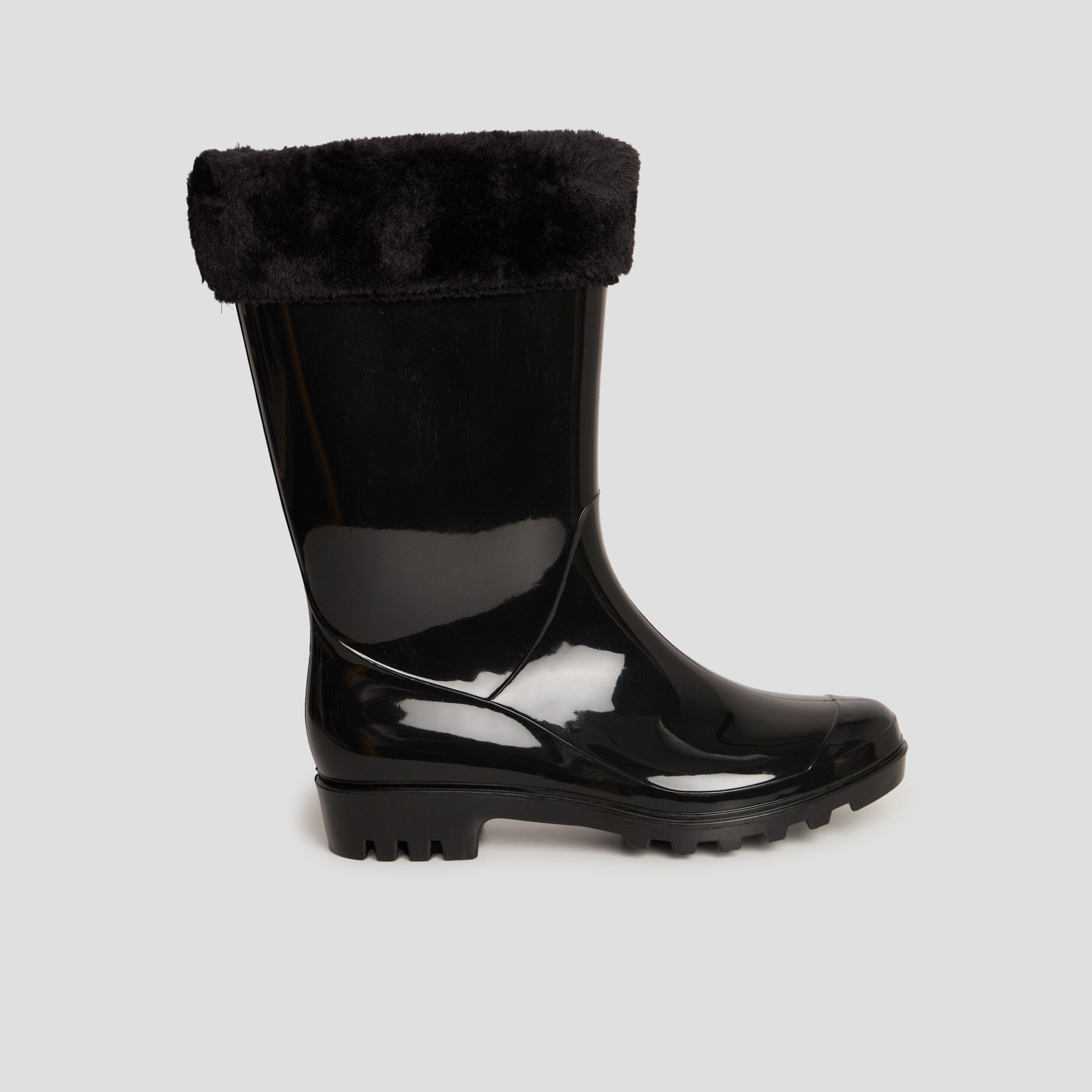 Bottes de pluie fourrees noir femme La Halle