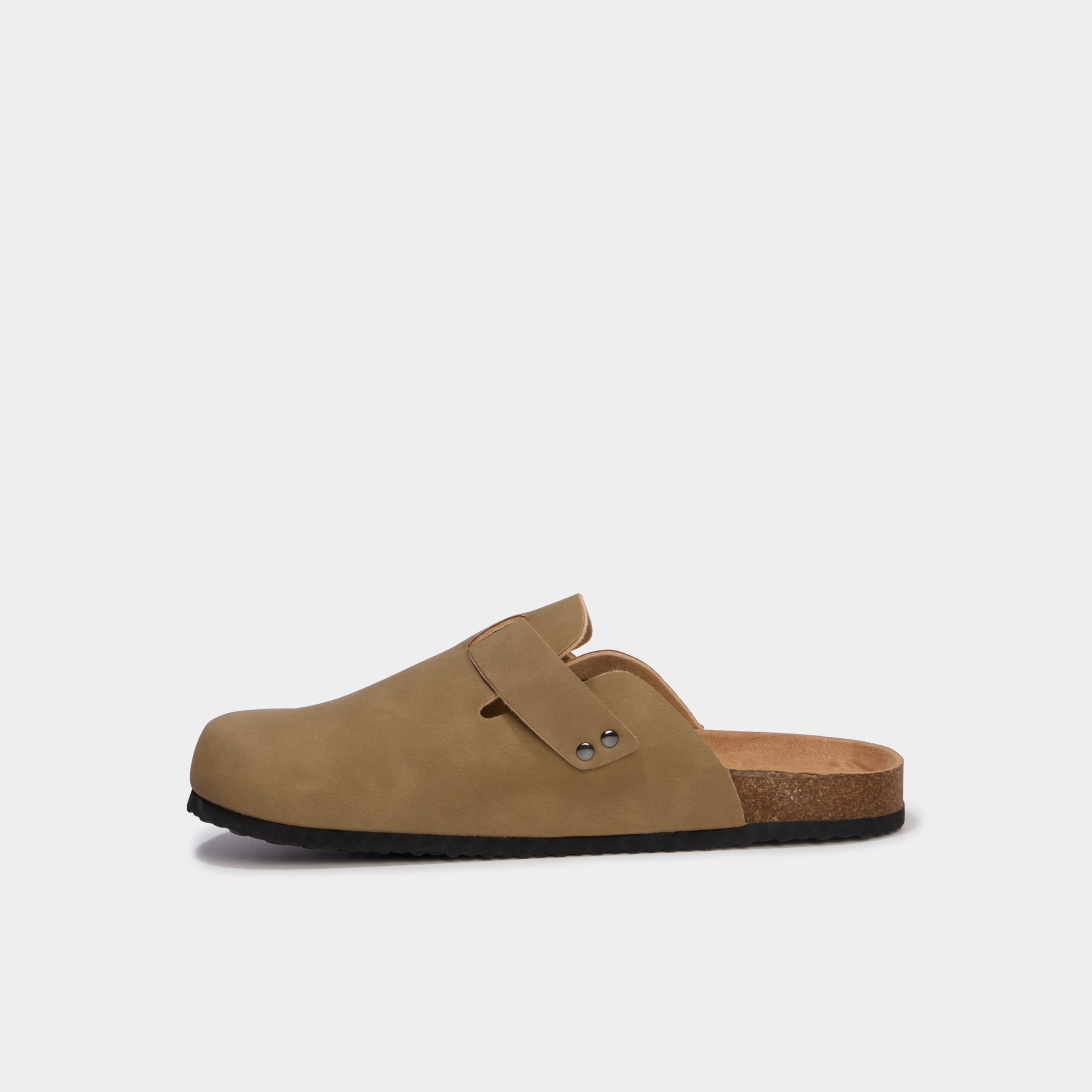 Mules plates marron cognac homme