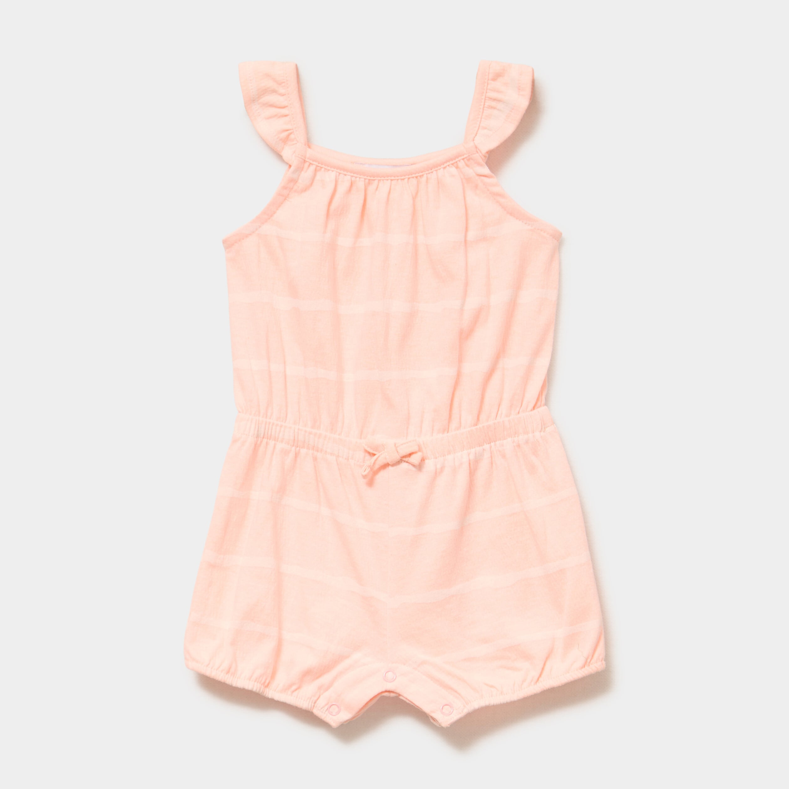Combishort &agrave; bretelles et volants orange fluo b&eacute;b&eacute; fille