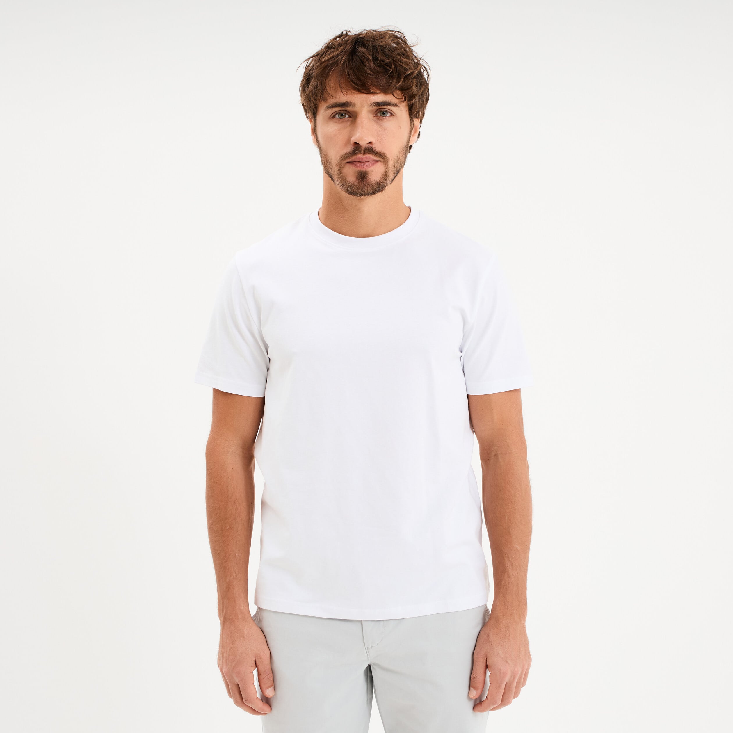 T-shirt slim stretch manches courtes blanc homme