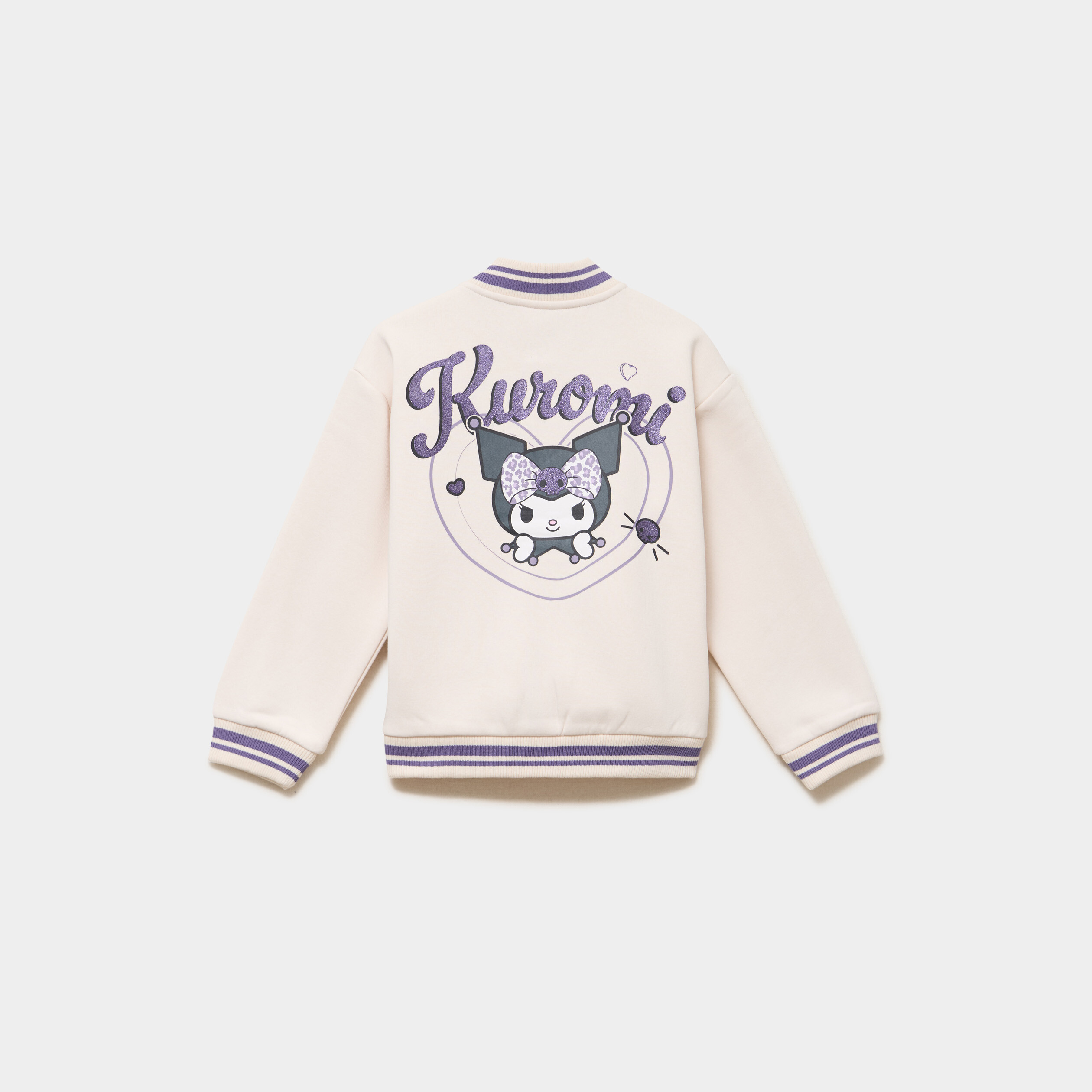 Gilet boutonn&eacute; col teddy Kuromi beige fille