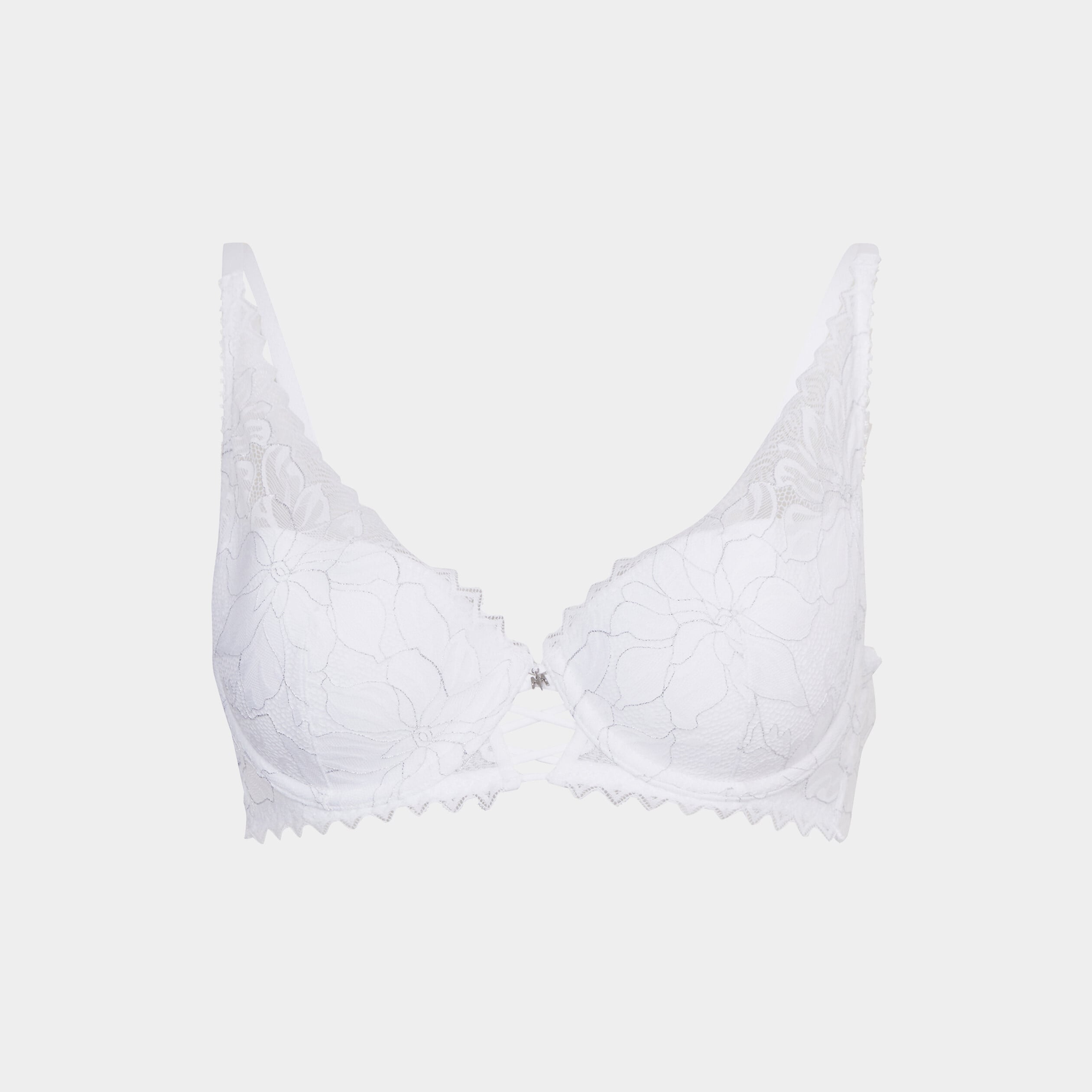 Soutien-gorge foulard padd&eacute; dentelle blanc femme